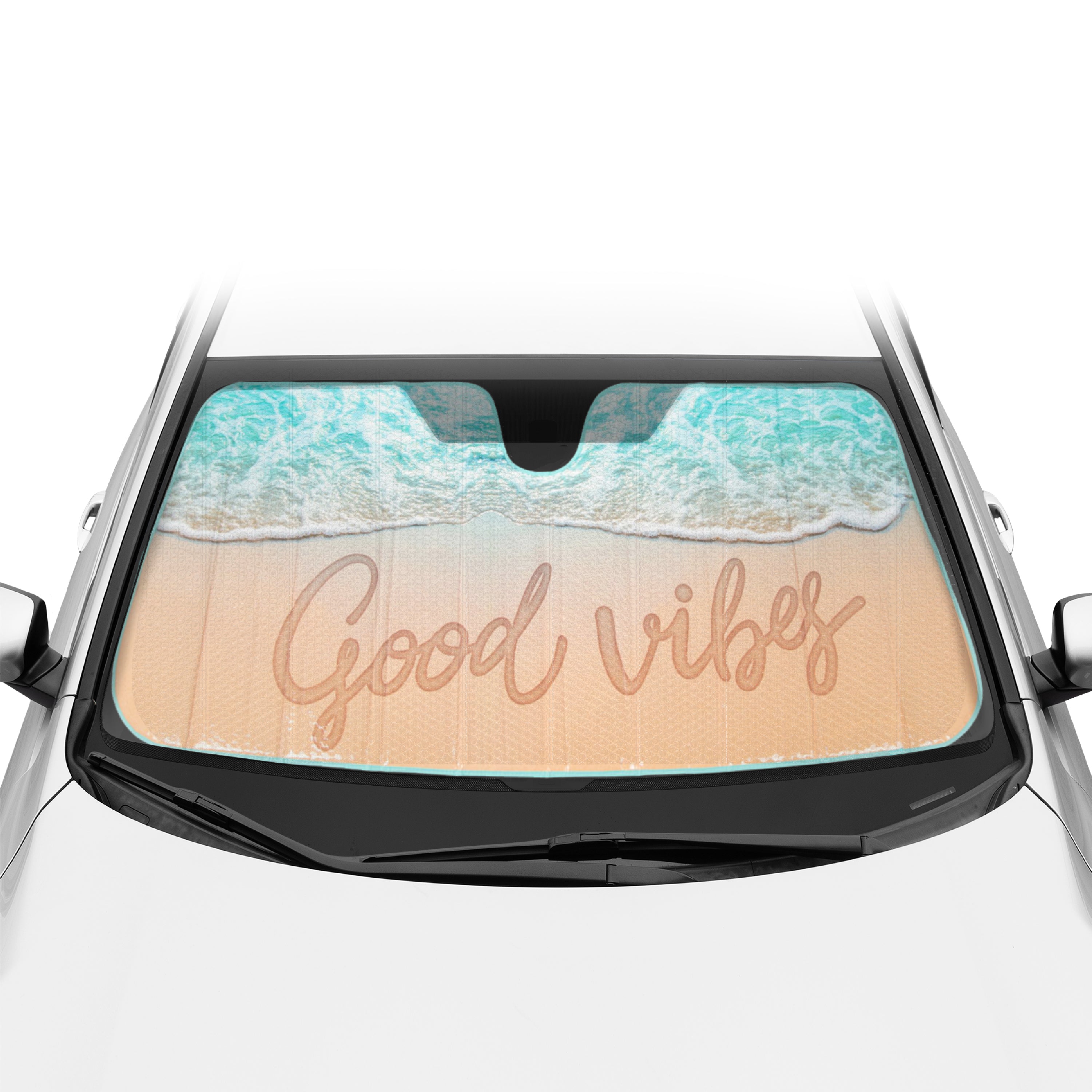 BDK Good Vibes Beach Front Windshield Sunshade (58" x 27")