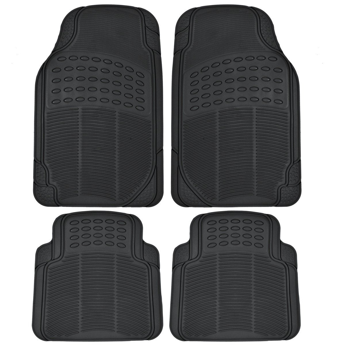 BDK 4-Piece Cushioned Grip Pad Front Floor Mats and Rear Floor Mats - Heavy Duty, All Weather, Trim to Fit