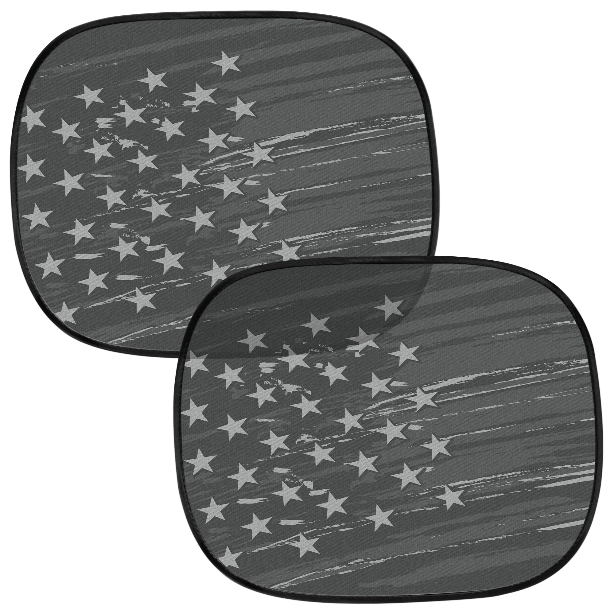 MotorTrend 2-Pack EasyCling American Vintage Black US Flag Window Sunshades (18" x 14")