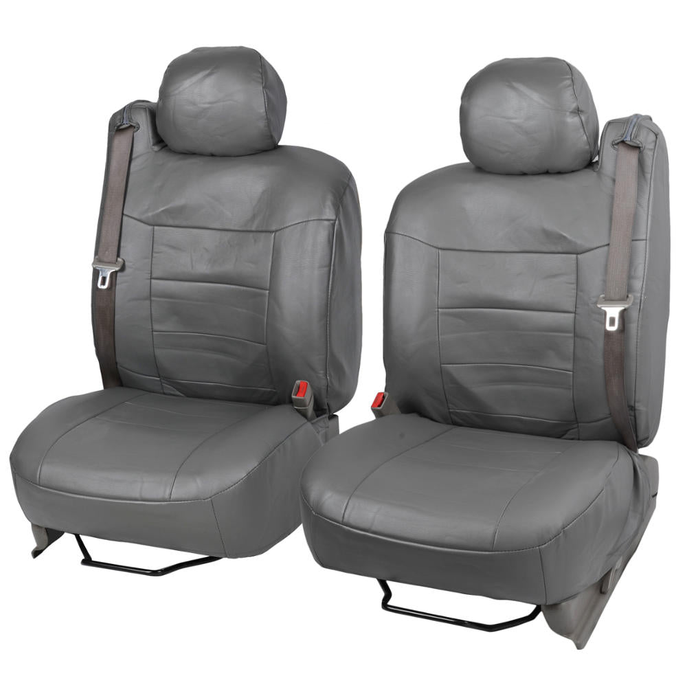 BDK 2-Pack Premium Faux Leather Front Seat Covers with Integrated Seatbelt Covers