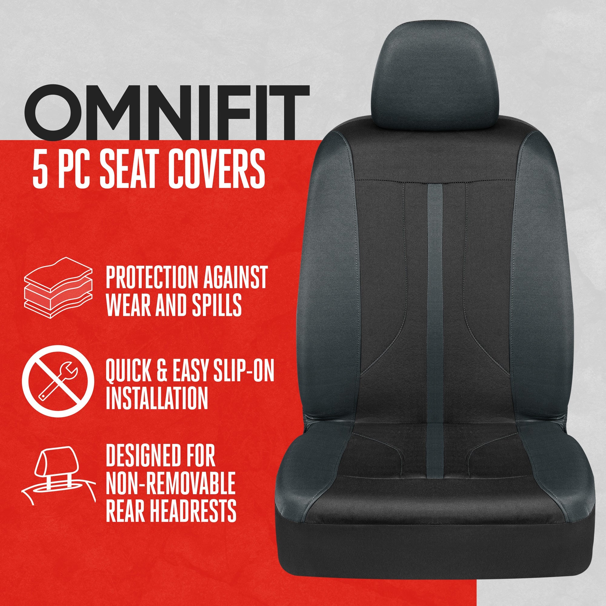 MotorTrend 9-Piece OmniFit Front Seat Covers and Rear Seat Covers