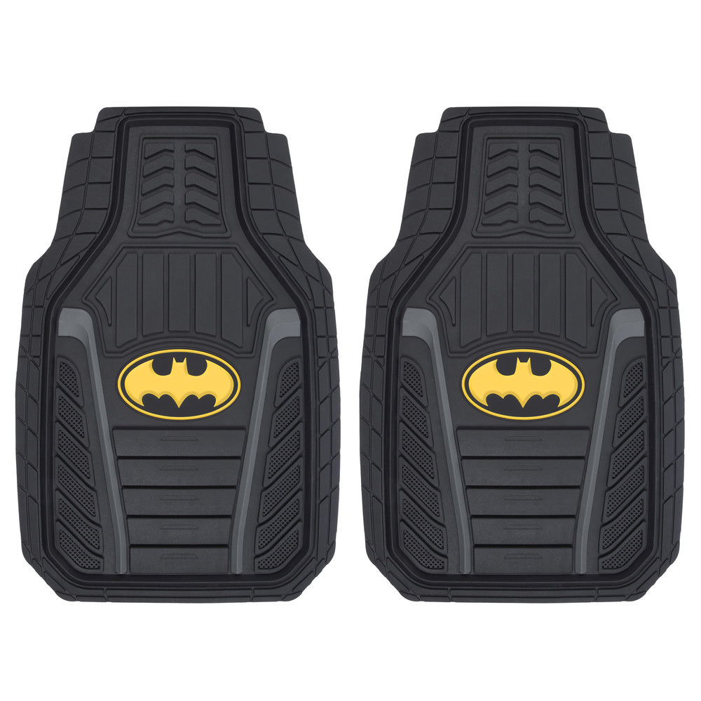 Warner Bros DC Comics 2-Piece Armored Batman Logo Front Floor Mats - Heavy Duty, All Weather, Trim to Fit