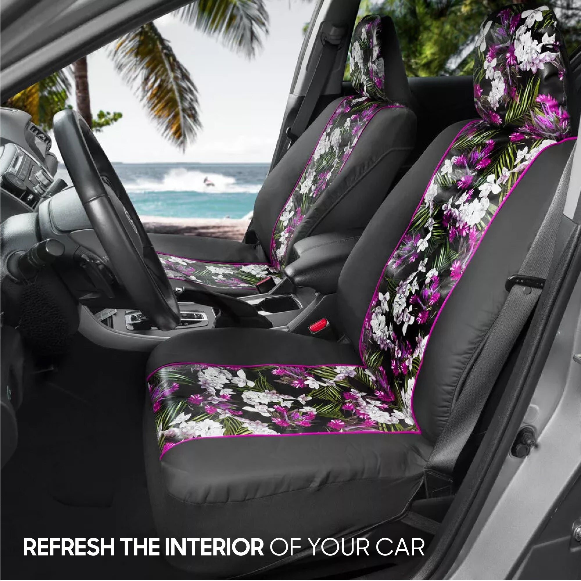 BDK 2-Pack Catalina Floral Front Seat Covers