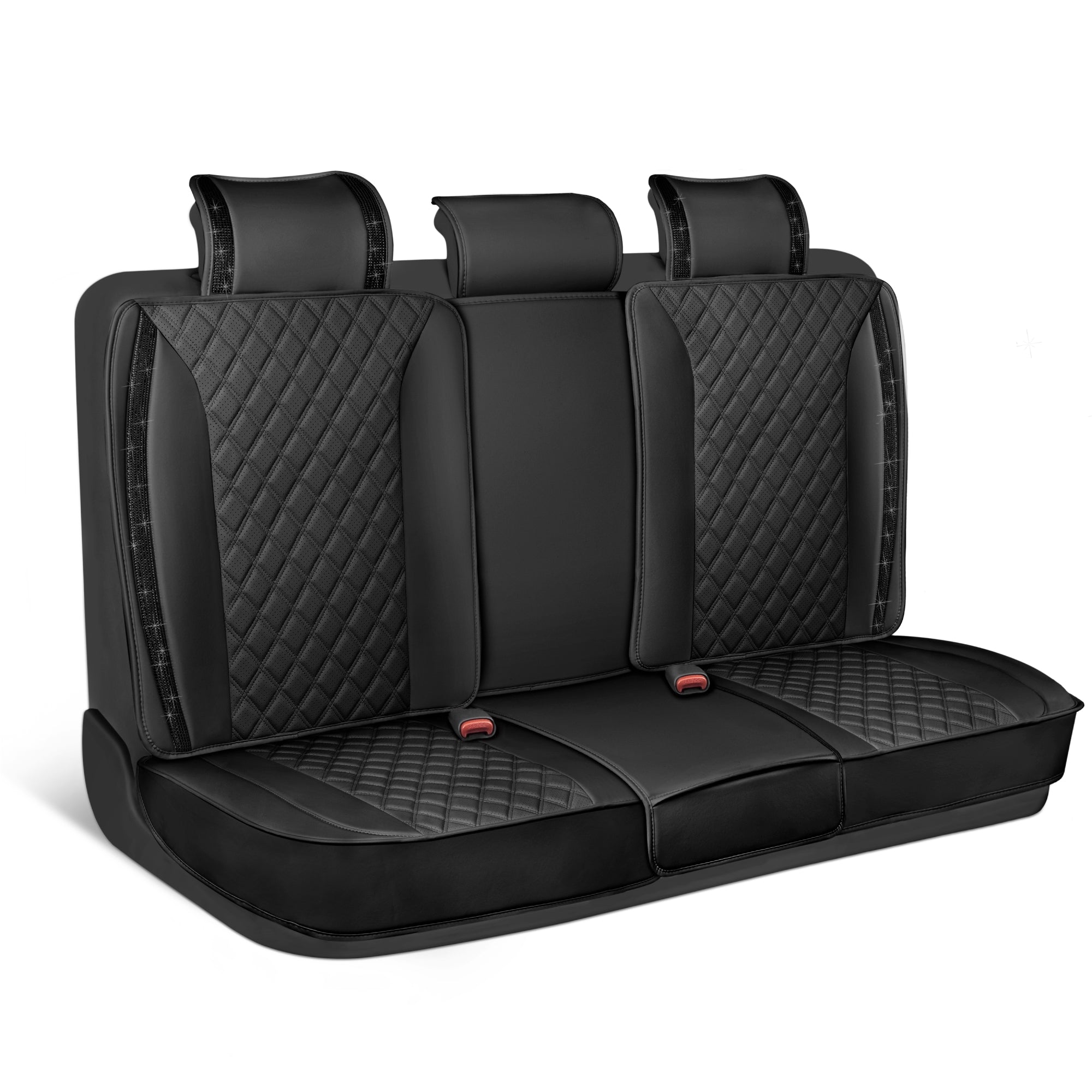 Carbella 7-Piece BlingStitch Rear Seat Covers - Black Crystals