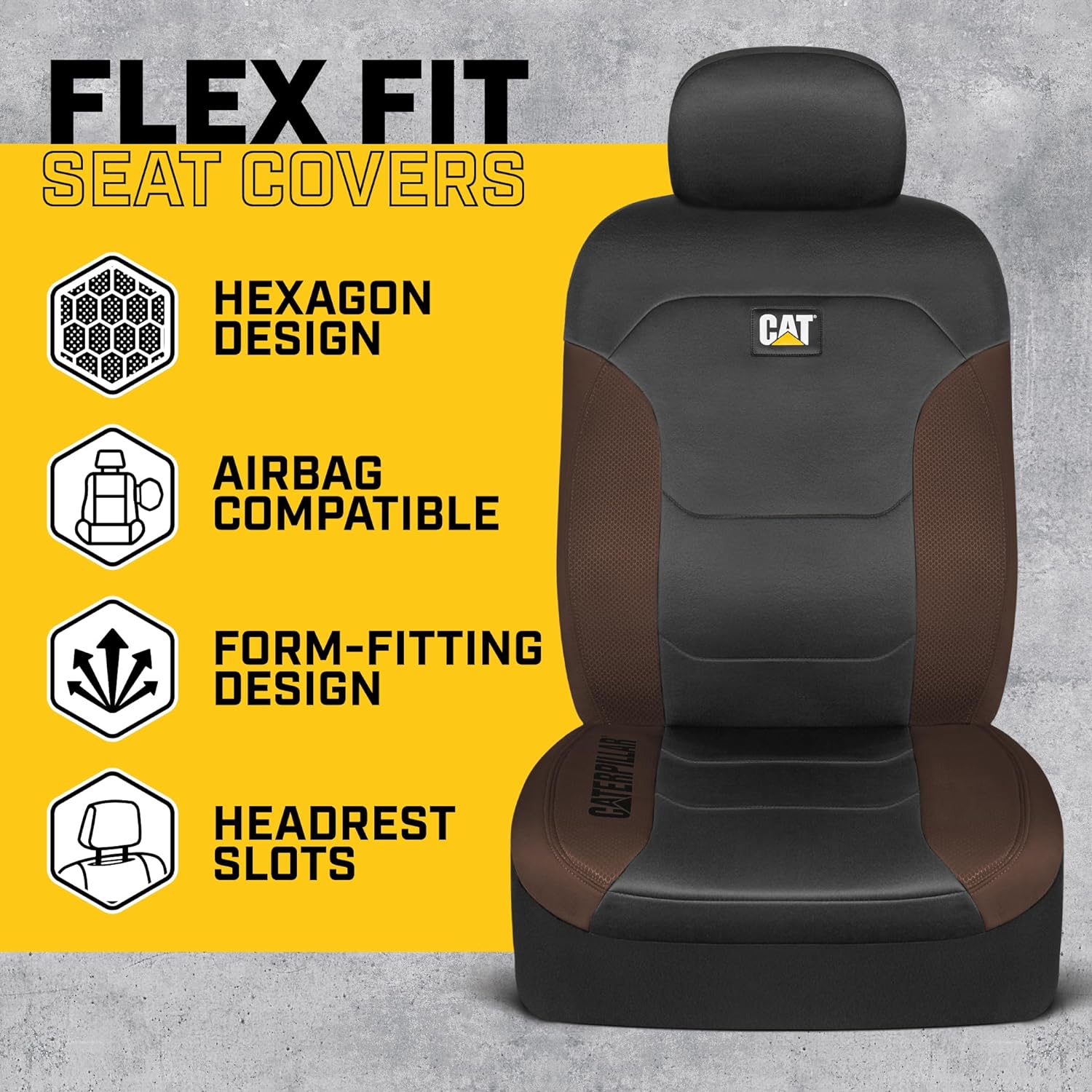 Cat® Flexfit™ Automotive Seat Covers for Cars Trucks and SUVs (Set of 2) – Car Seat Covers for Front Seats, Truck Seat Protectors , Auto Interior Covers