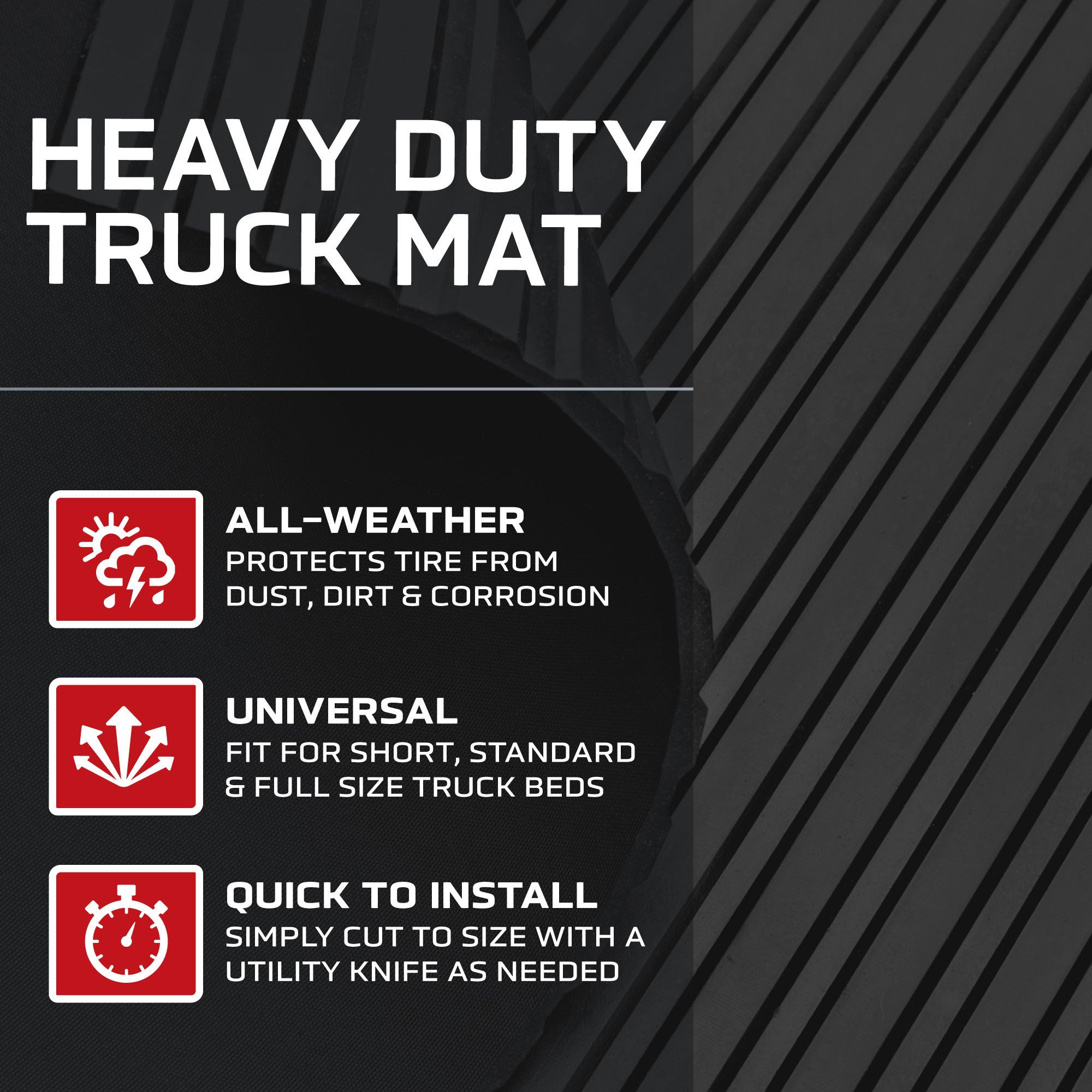 BDK Extra Thick Truck Utility Cargo Bed Mat (4' x 8' x 0.3") - Heavy Duty, All Weather, Trim to Fit (4' x 8')