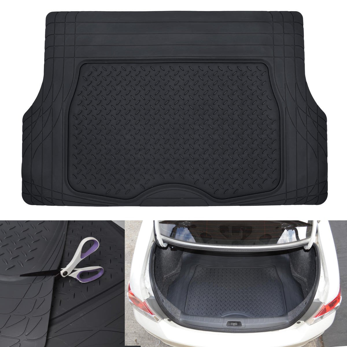 MotorTrend Utility Trunk/Cargo Liner Mat - Heavy Duty, All Weather, Trim to Fit