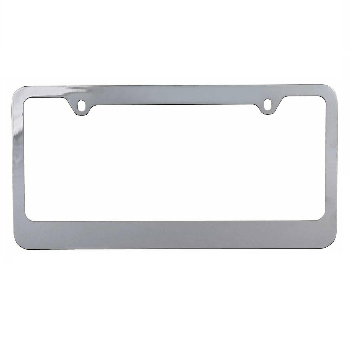 BDK 2-Pack Stainless Steel Chrome Plated Metal License Plate Frame - Standard Size (12.25" x 6.25") - Blank