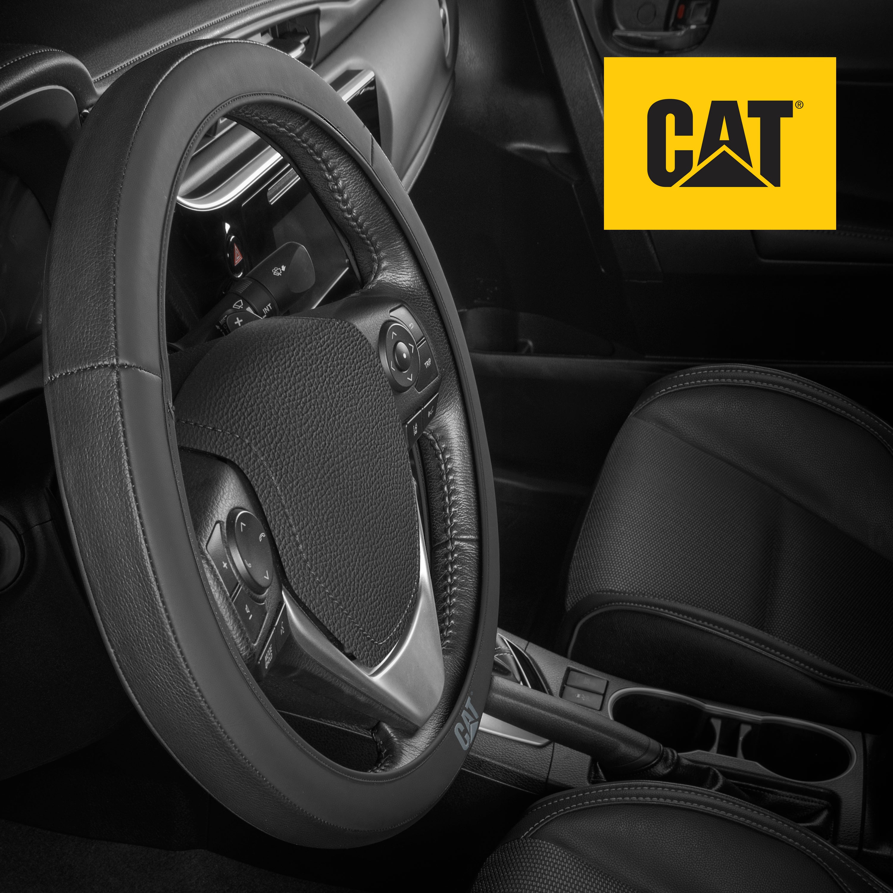 CAT EasyWrap Faux Leather Steering Wheel Cover (Fits 14.5" - 15.5")