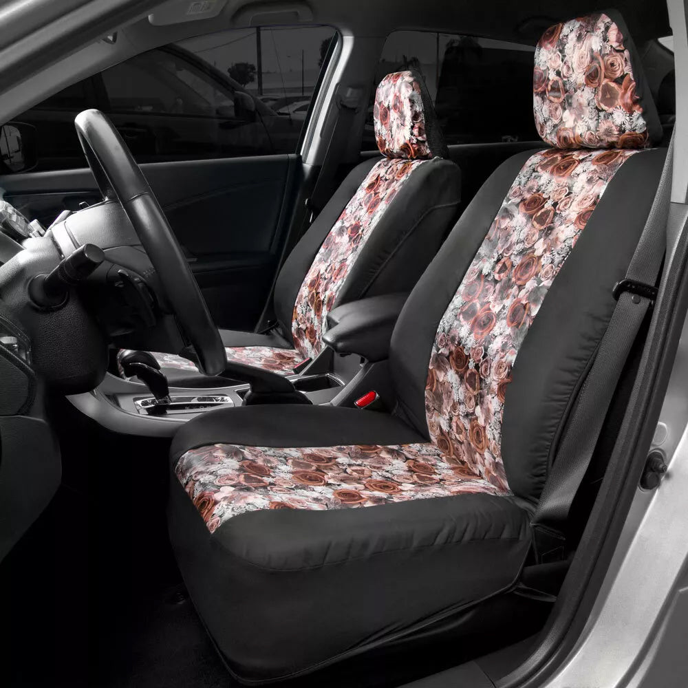 BDK 2-Pack Dusty Rose Floral Front Seat Covers