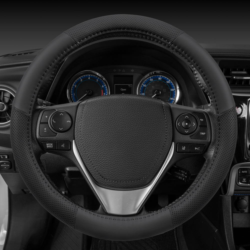 MotorTrend Soft Touch Perforated Microfiber Steering Wheel Cover (Fits 14.5" - 15.5")