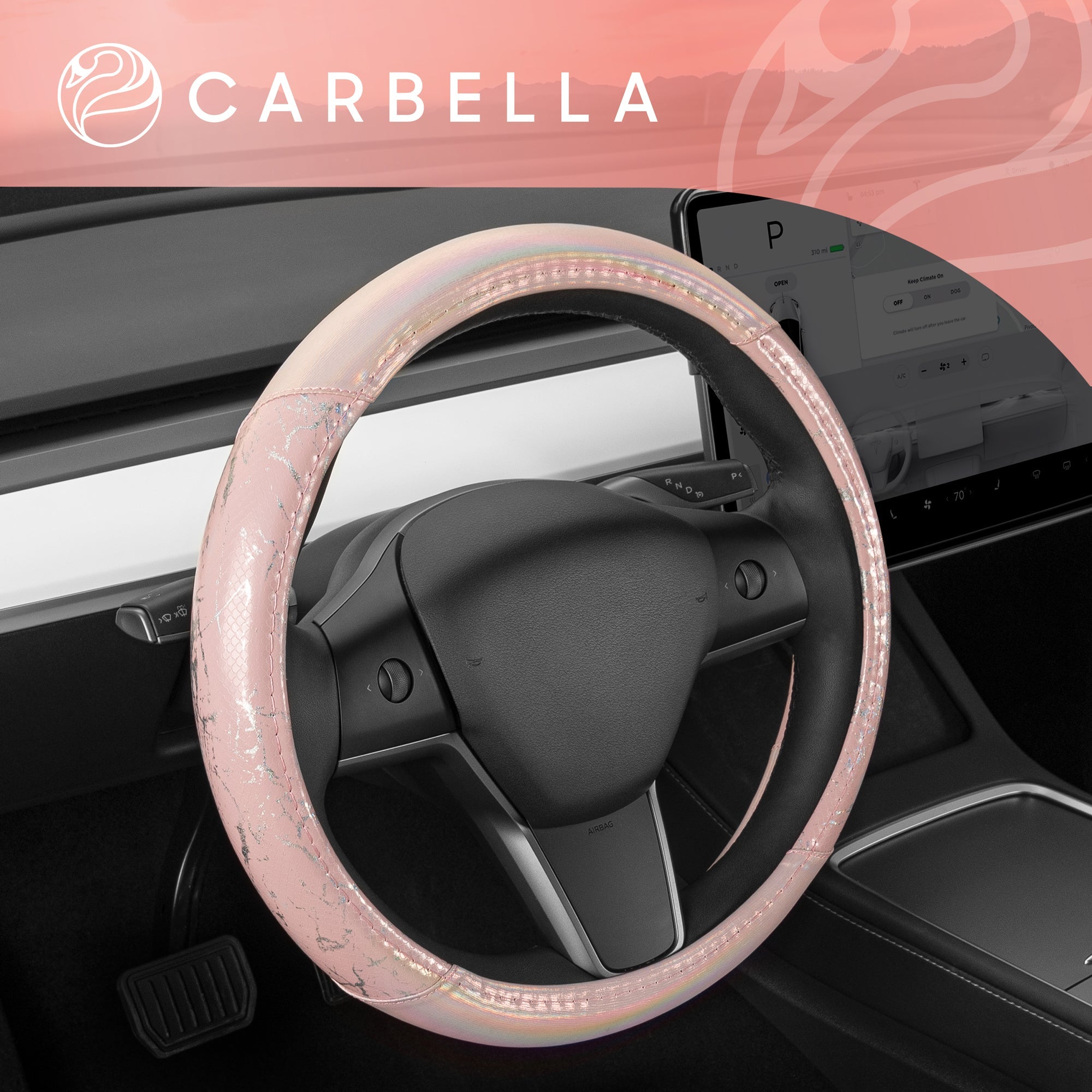 Carbella Holo Crackle Steering Wheel Cover (Fits 14.5" - 15.5")