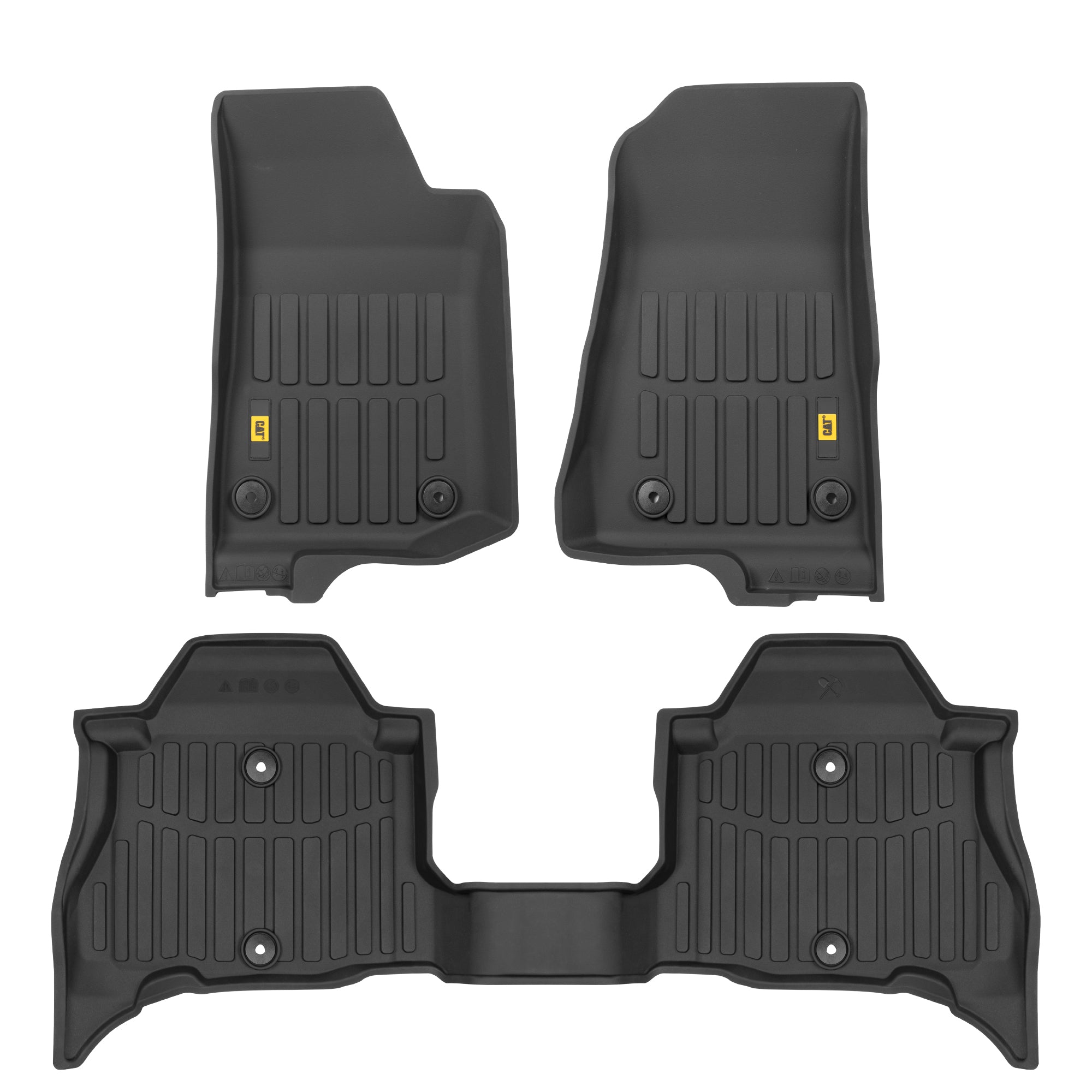 CAT 3-Piece JustFit™ 3D Front Liner Mats and Rear Liner Mats for Jeep Wrangler 4XE (2021 - 2024) - Heavy Duty, All Weather, Custom Fit