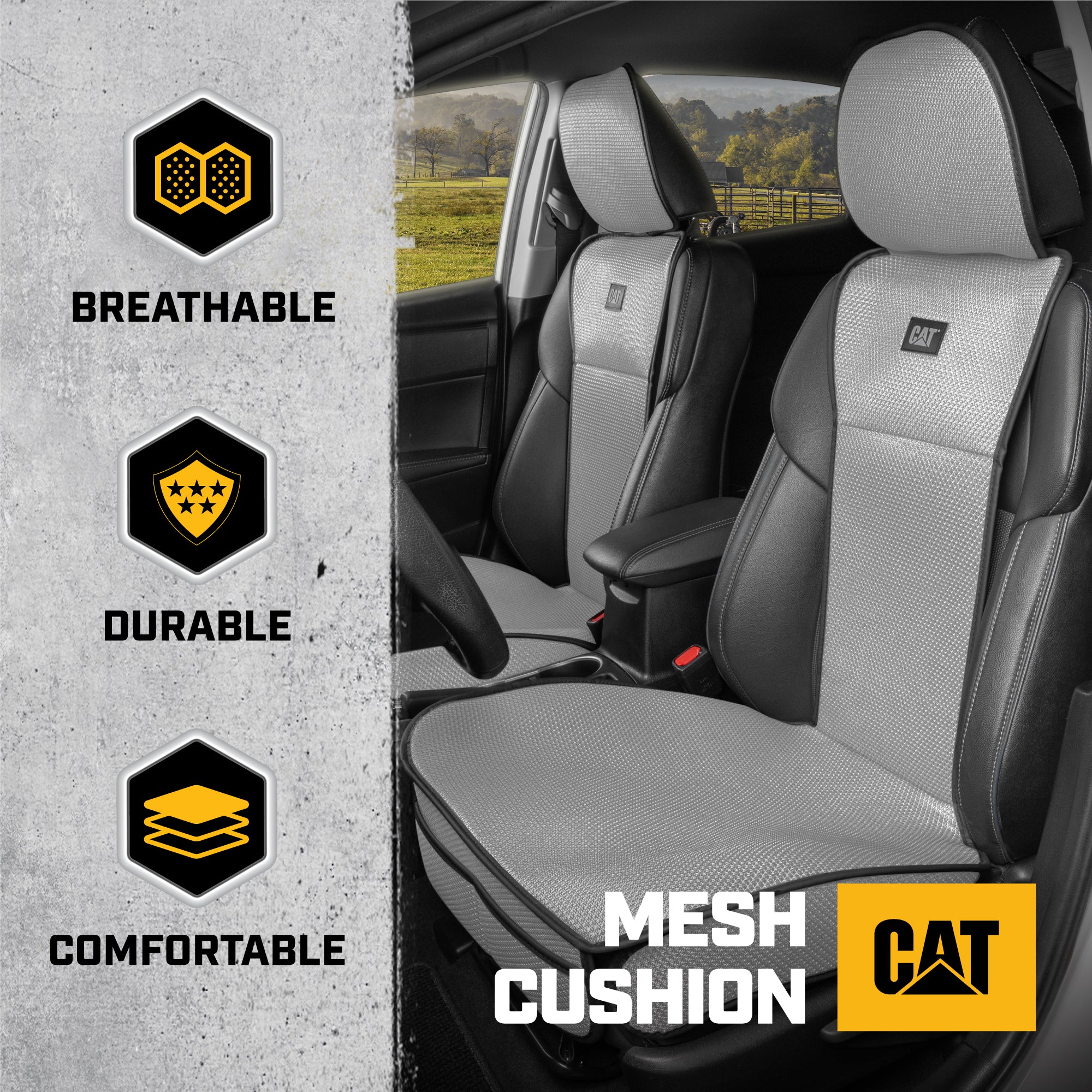 CAT 2-Pack AeroMesh Front Seat Covers - Gray