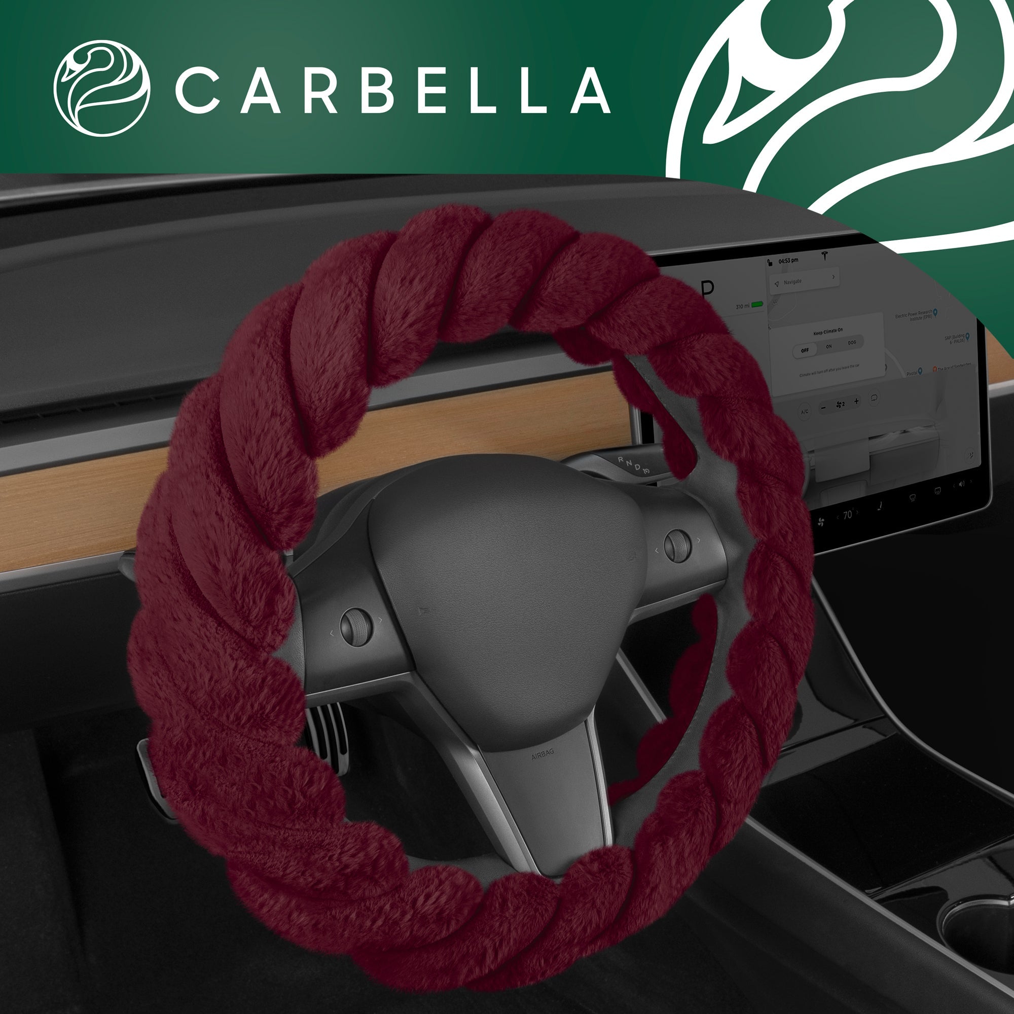 Carbella Twisted Plush Fur Steering Wheel Cover (Fits 14.5" - 15.5")