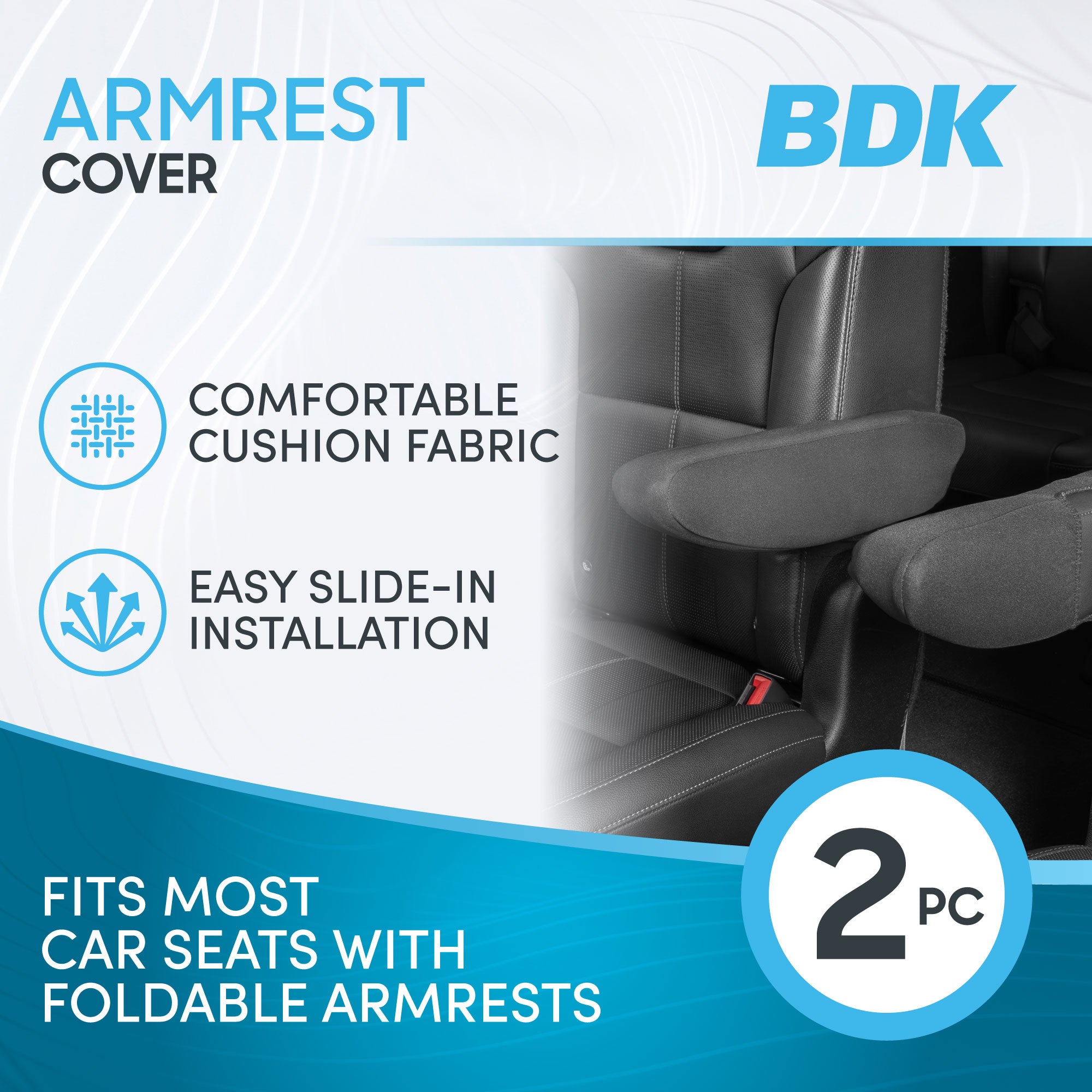 BDK 2-Pack PolyCloth Arm Rest Covers for Car Seats