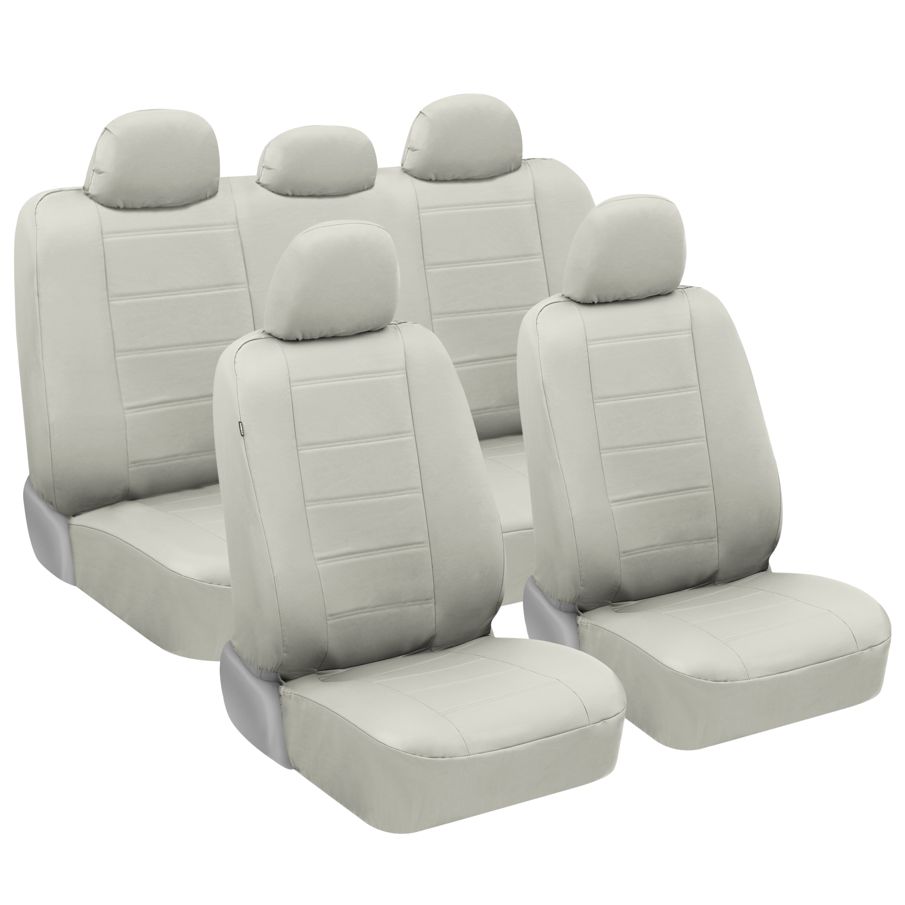 MotorTrend 9-Piece Premium Faux Leather Front Seat Covers and Rear Seat Covers - White