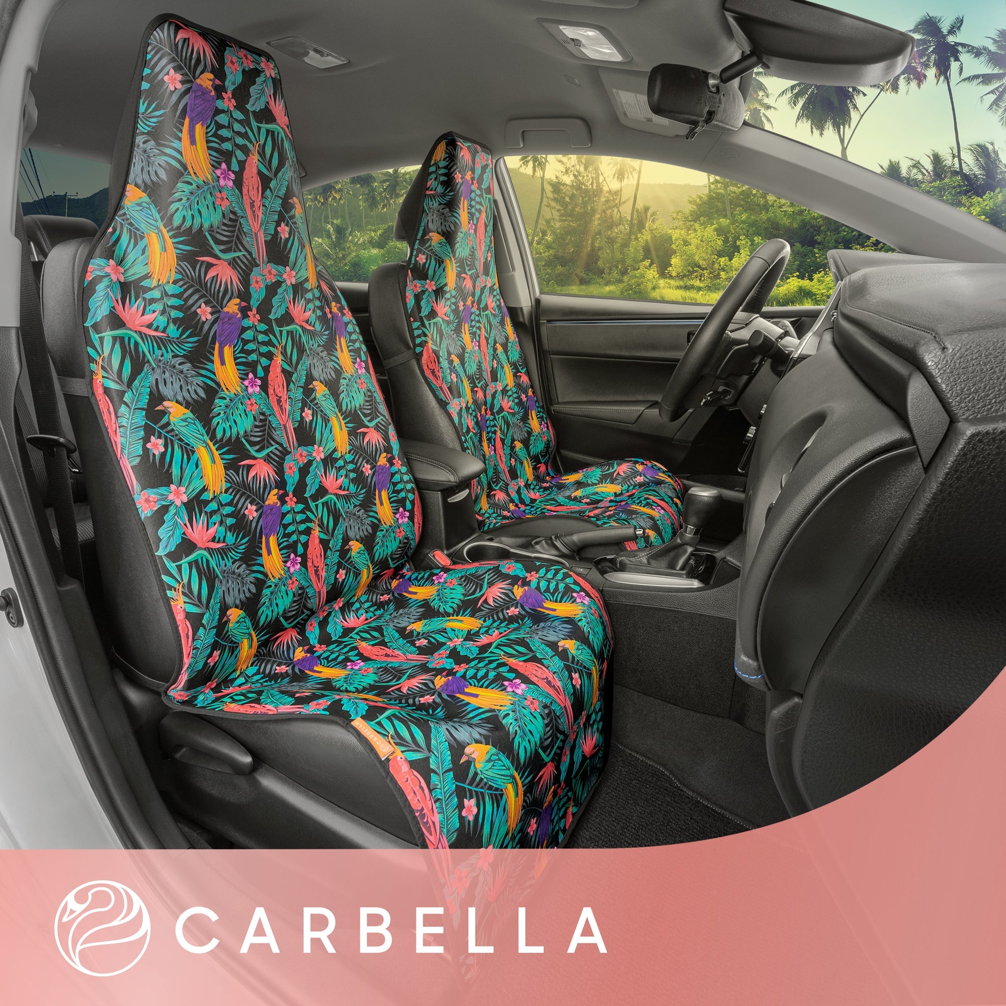 Carbella 2-Pack Tropical Birds Front Seat Covers