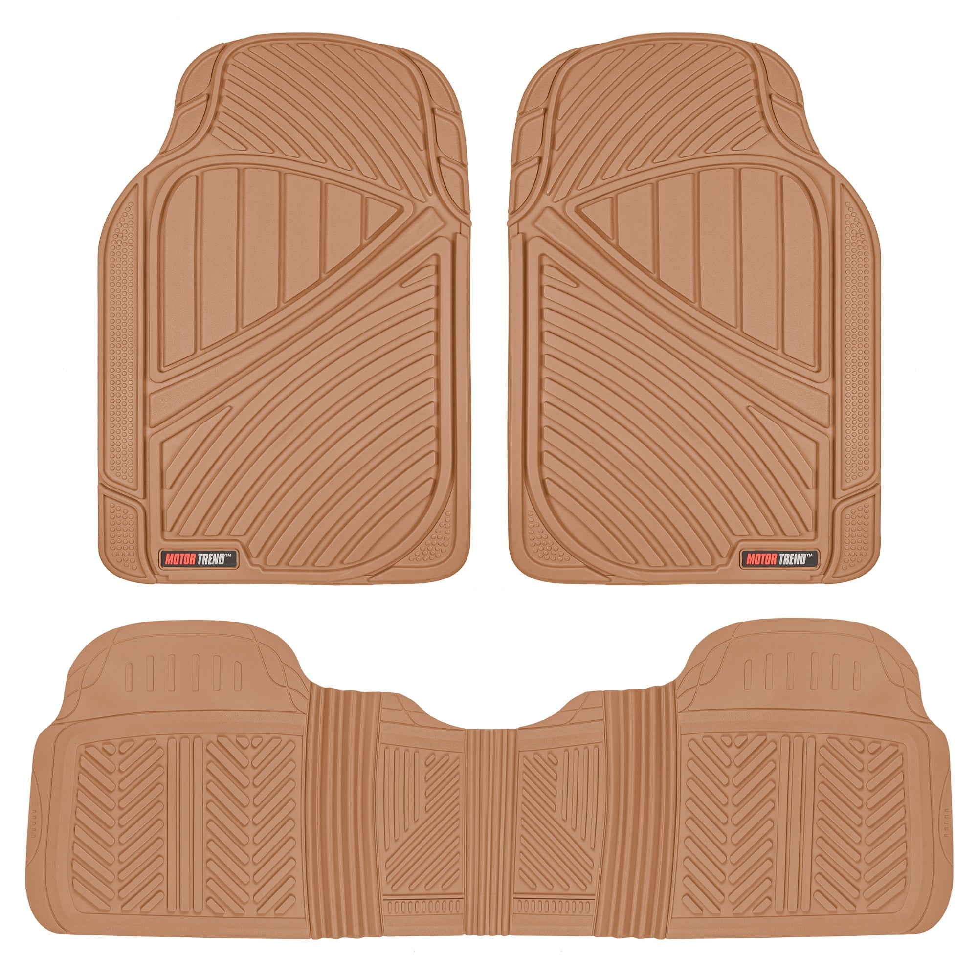 MotorTrend 3-Piece FlexTough Performance Deep Channel Front Floor Mats and Rear Floor Mat - Heavy Duty, All Weather, Trim to Fit