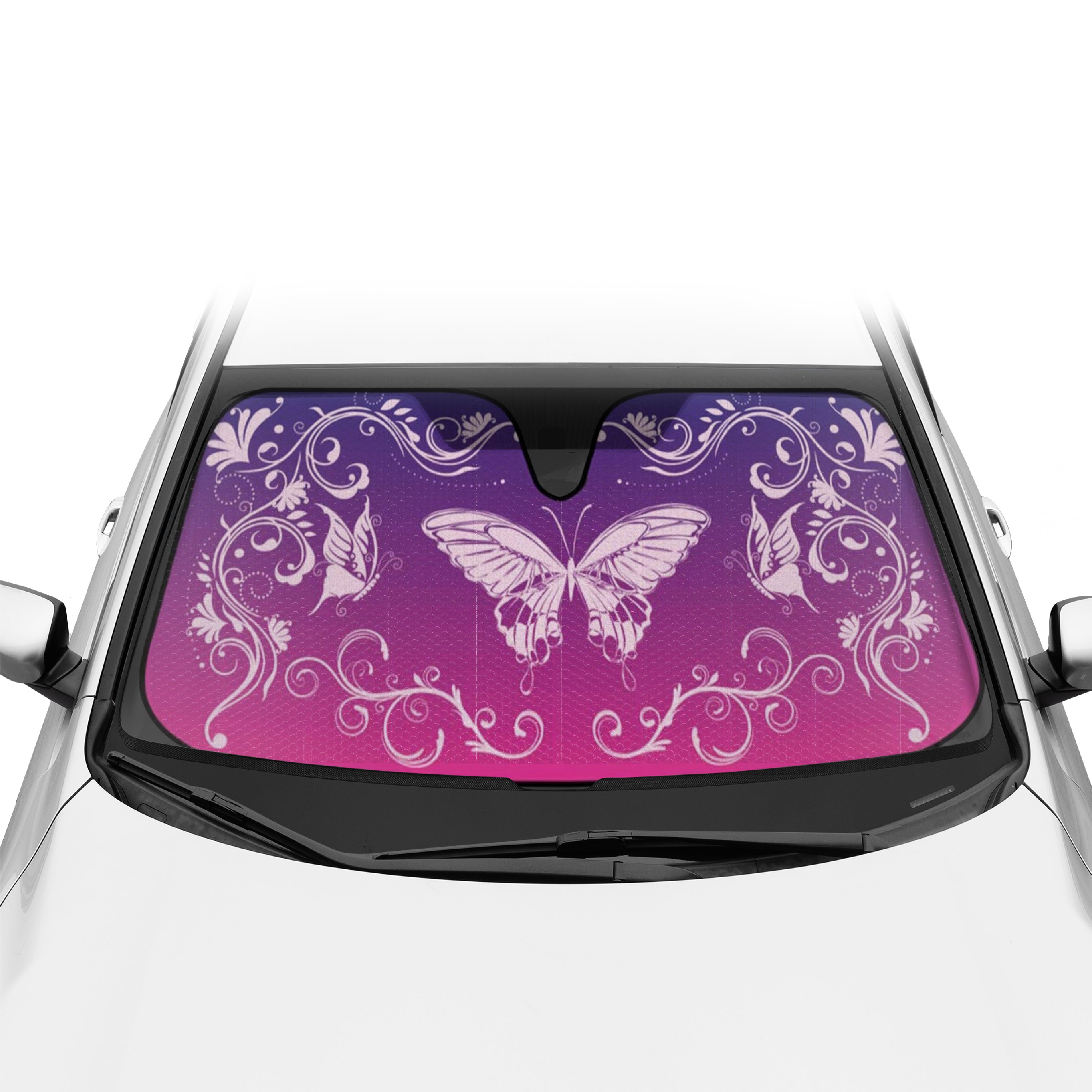 BDK Pink/Purple Butterfly Front Windshield Sunshade (58" x 27")