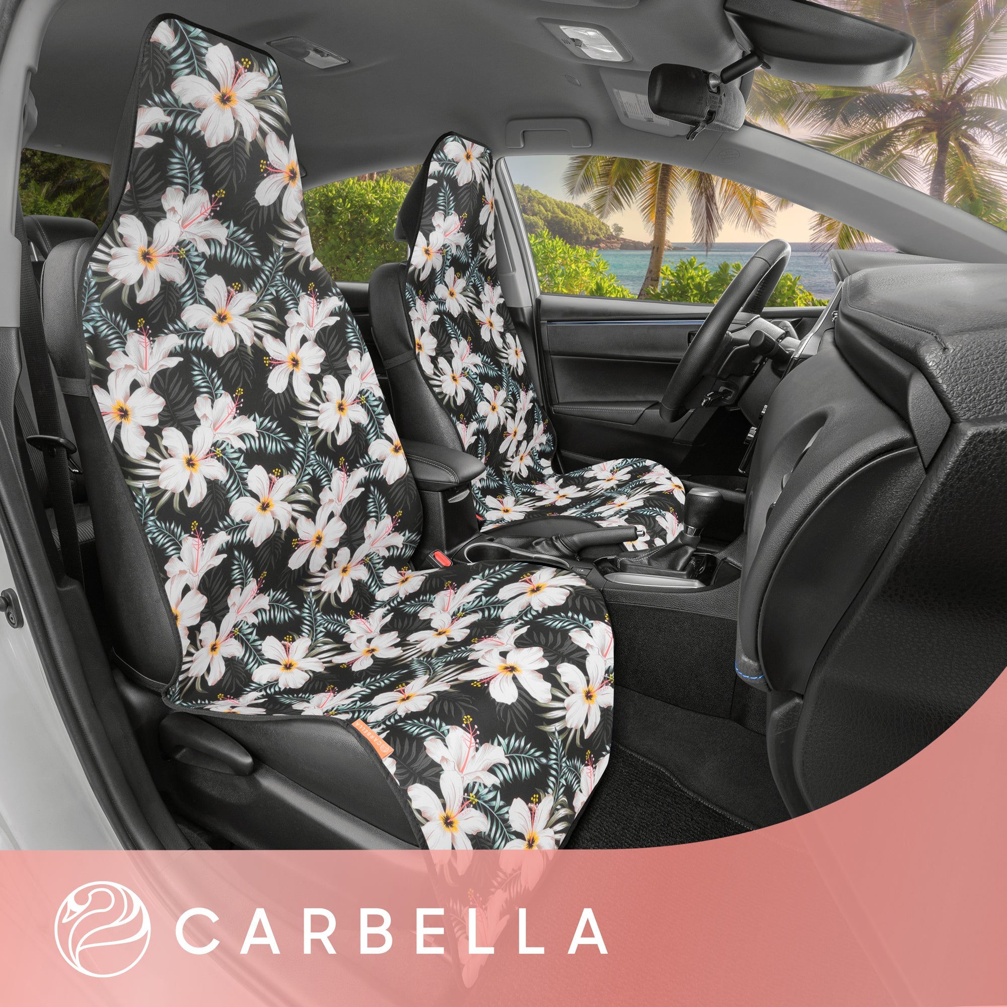 Carbella 2-Pack Tropical Flowers Front Seat Covers