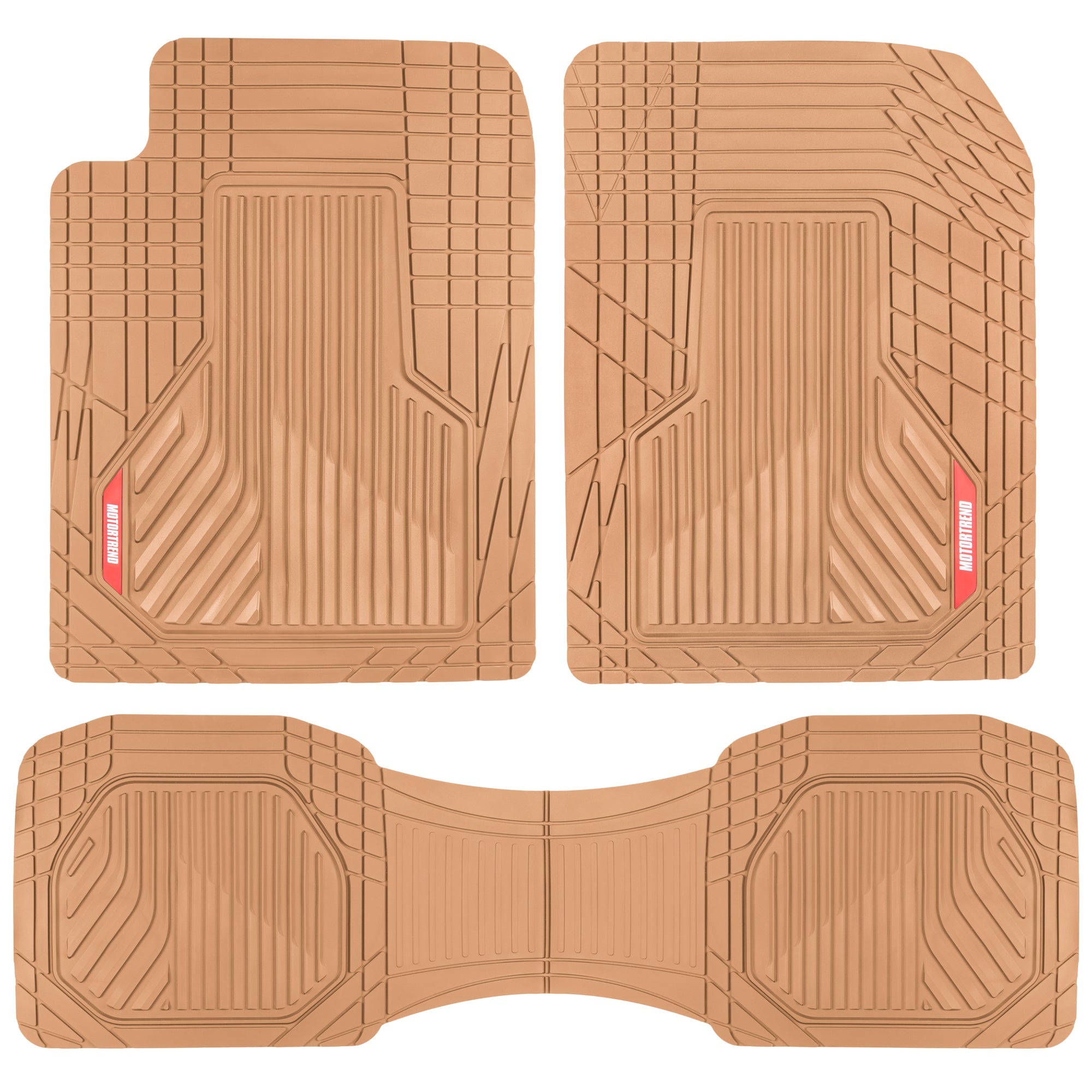 MotorTrend 3-Piece Raised Ridge Multi-Channel Front Floor Mats and Rear Floor Mat - Heavy Duty, All Weather, Trim to Fit