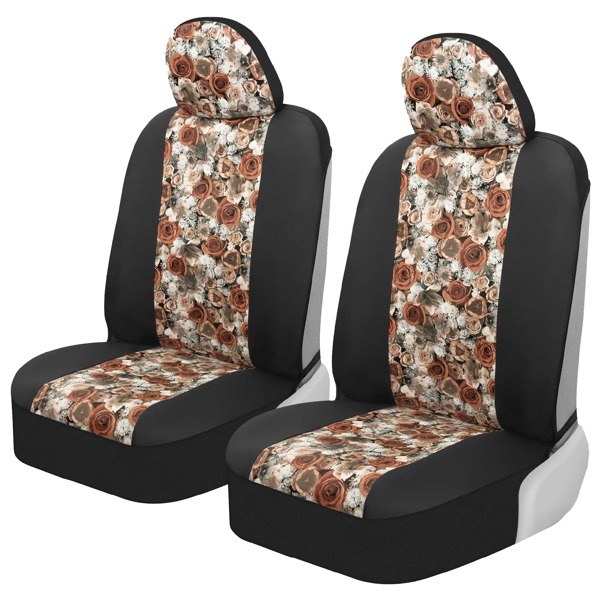 BDK 2-Pack Dusty Rose Floral Front Seat Covers