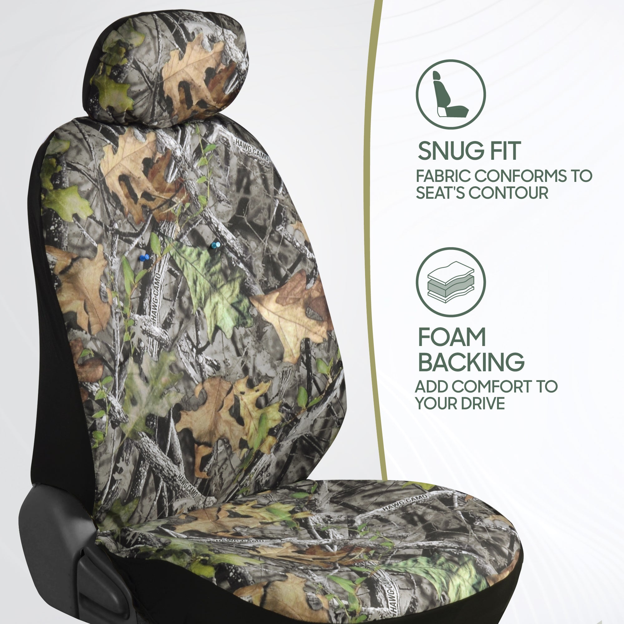 BDK 9-Piece Forest Floor Camo Front Seat Covers and Rear Seat Covers