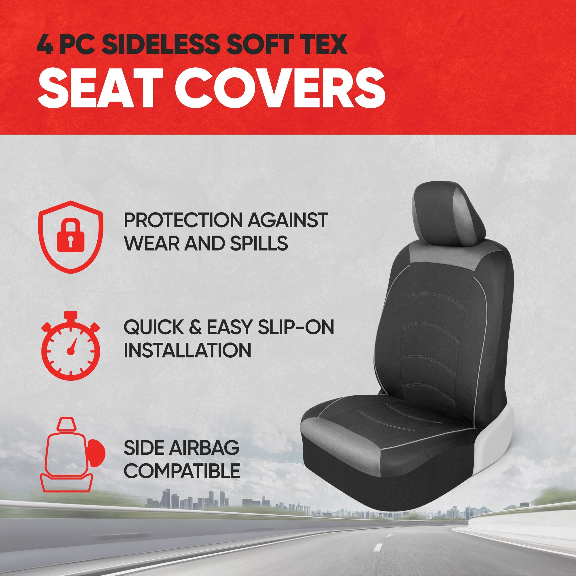 MotorTrend 2-Pack Fabric Cloth Two-Tone Front Seat Covers