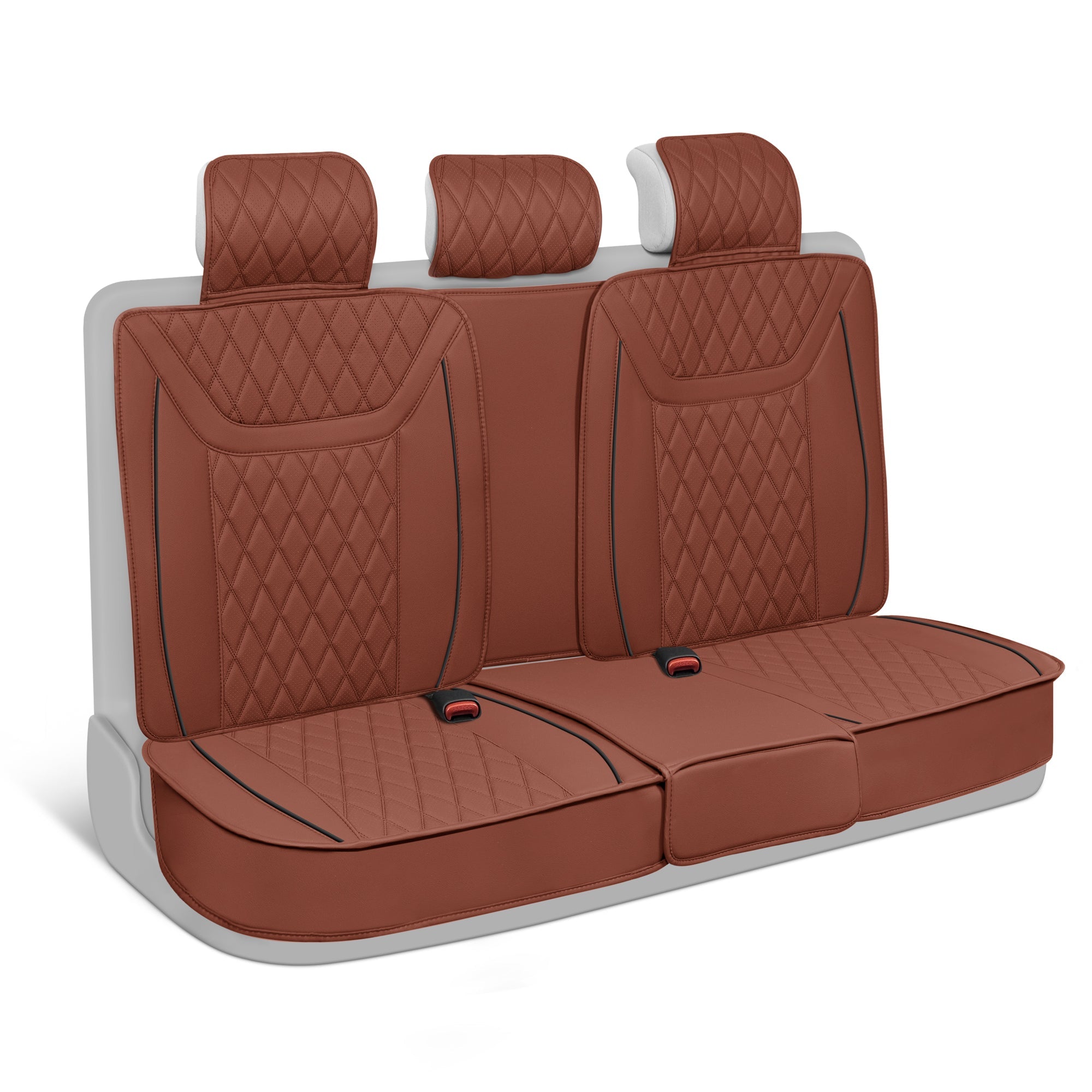 MotorBox 7-Piece Ranch Edition Premium Faux Leather Diamond Stitched Cushion Rear Seat Covers