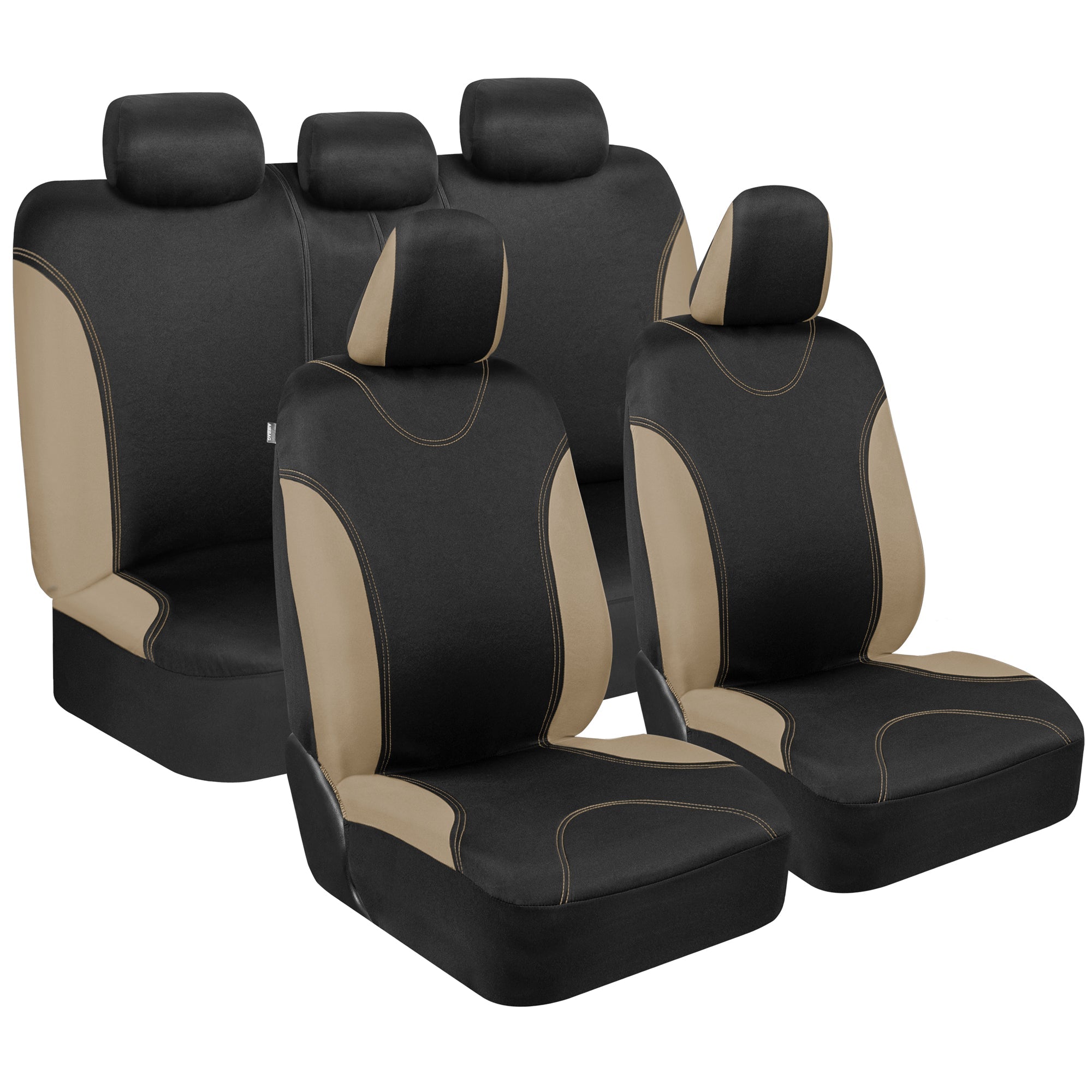 BDK 9-Piece UltraSleek Two-Tone Front Seat Covers and Rear Seat Covers