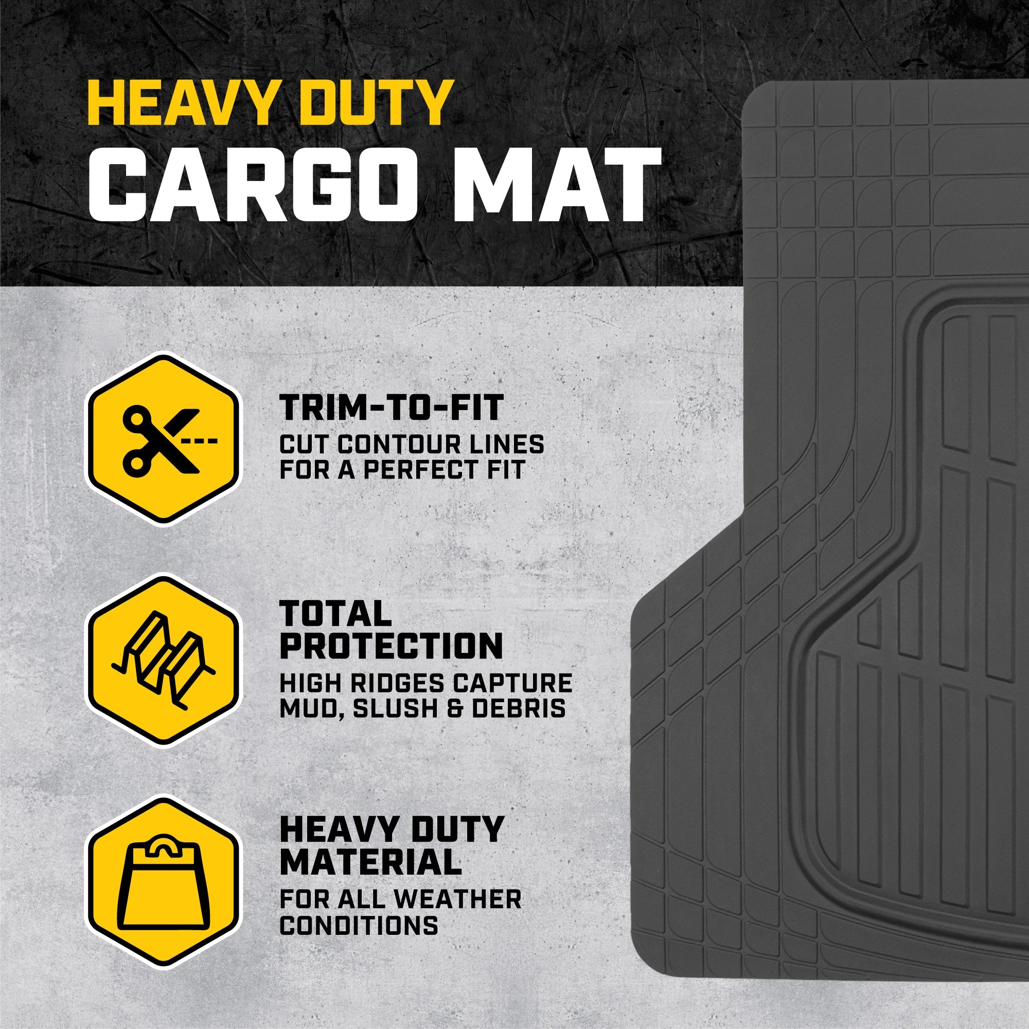 CAT ToughRide Rubber Trunk/Cargo Mat - Heavy Duty, All Weather, Trim to Fit (53" x 36.25")