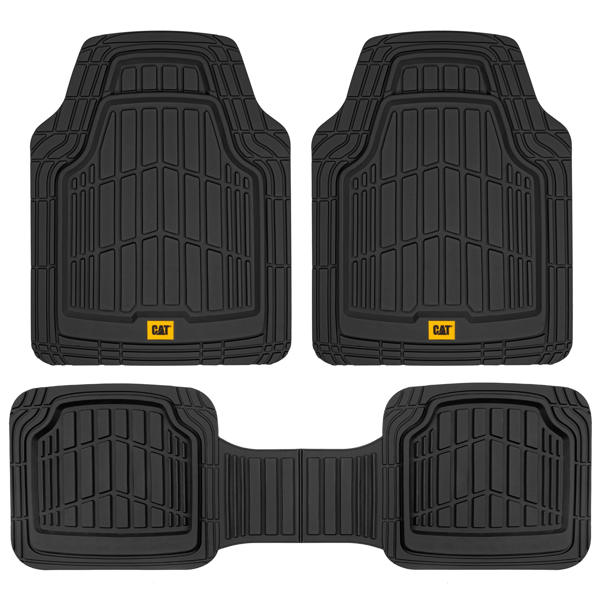 CAT 3-Piece ToughRide Rubber Front Floor Mats and Rear Floor Mats - Heavy Duty, All Weather, Trim to Fit