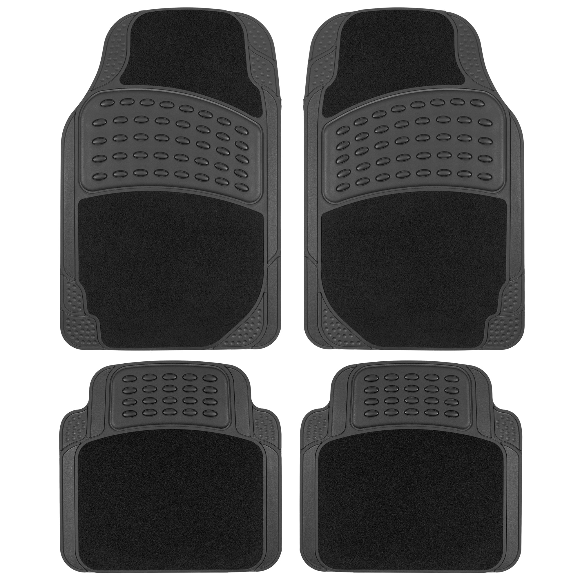 BDK 4-Piece HybridMat Front Floor Mats and Rear Floor Mats - Heavy Duty, All Weather, Trim to Fit