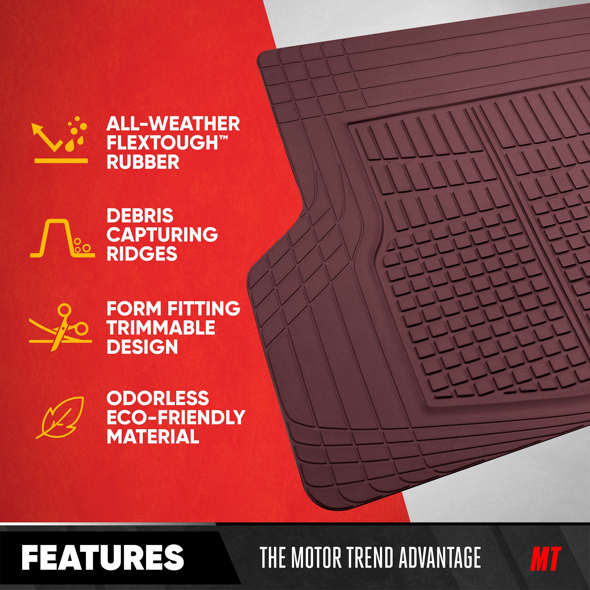 Motor Trend FlexTough Rear Cargo Mat – Heavy-Duty Trimmable Car Trunk Mat for Back of SUV, Universal Rear Cargo Liner for SUV, Flexible Trunk Liner, Automotive Floor Mats & Cargo Liners (Burgundy)