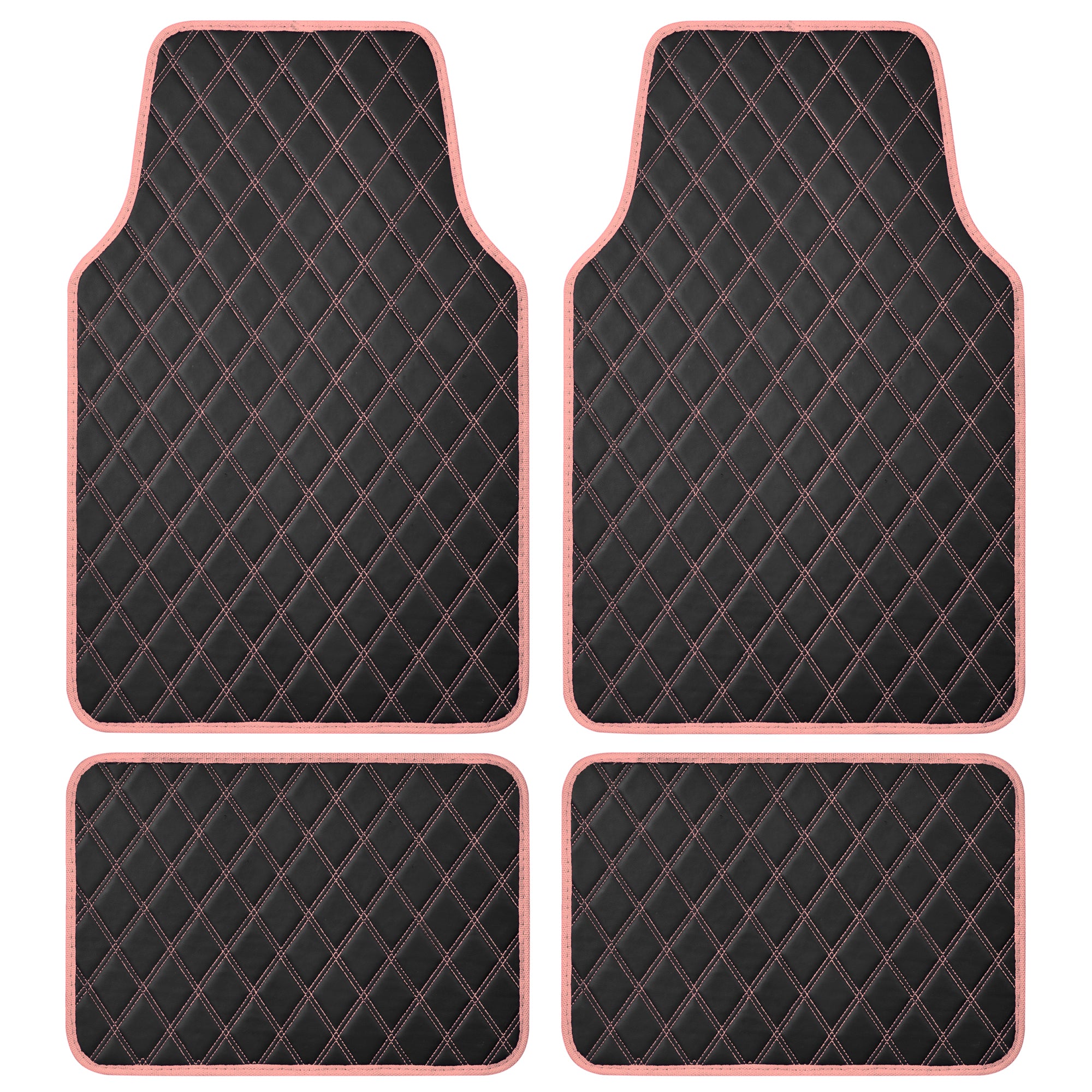 Carbella 4-piece DiamondLuxe Front Floor Mats and Rear Floor Mats - Pink