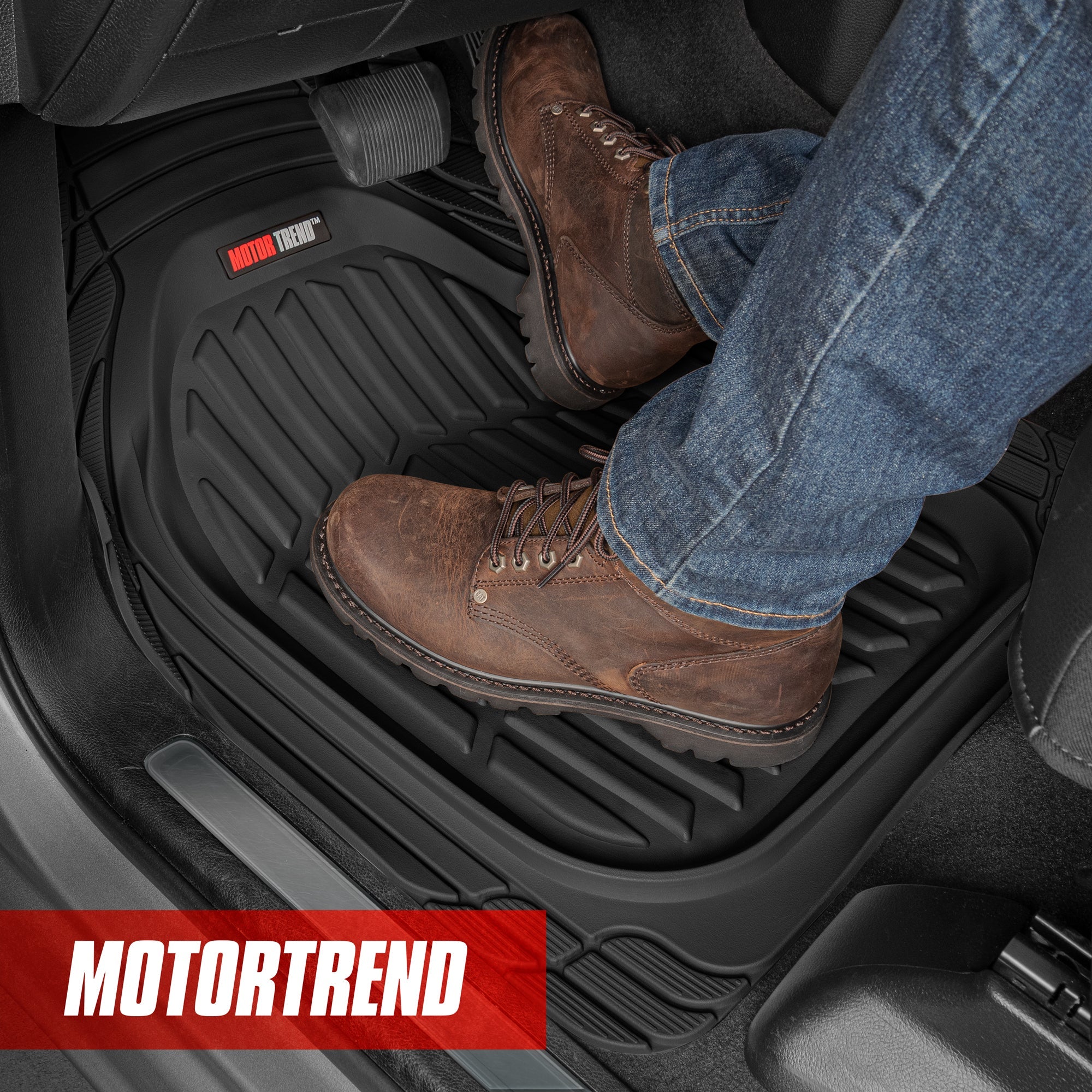 MotorTrend 4-Piece FlexTough Tortoise Front Floor Mats and Rear Floor Mats