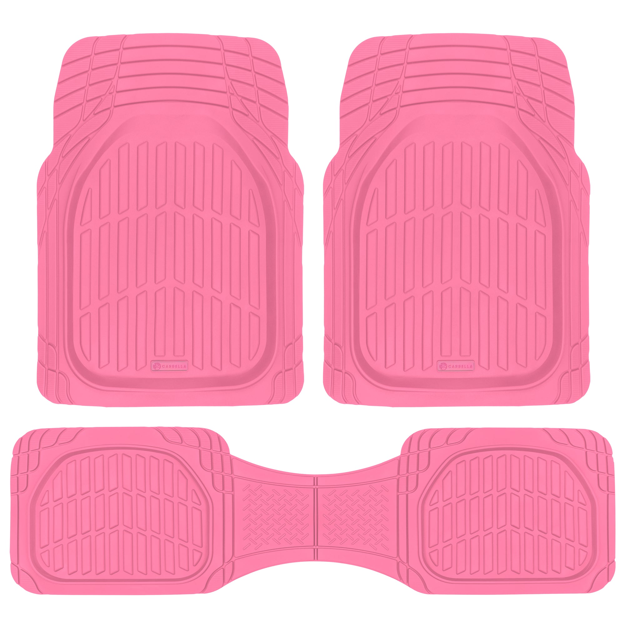 Carbella 3-Piece FlexTough Deep Dish Rubber Front Floor Mats and Rear Floor Mats - Heavy Duty, All Weather, Trim to Fit