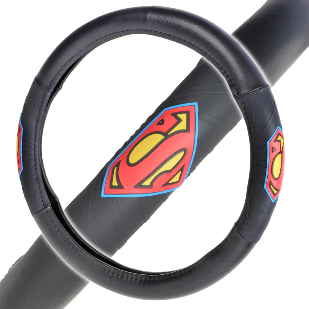 Warner Bros DC Comics Superman Logo Grip Steering Wheel Cover (Fits 14.5" - 15.5")