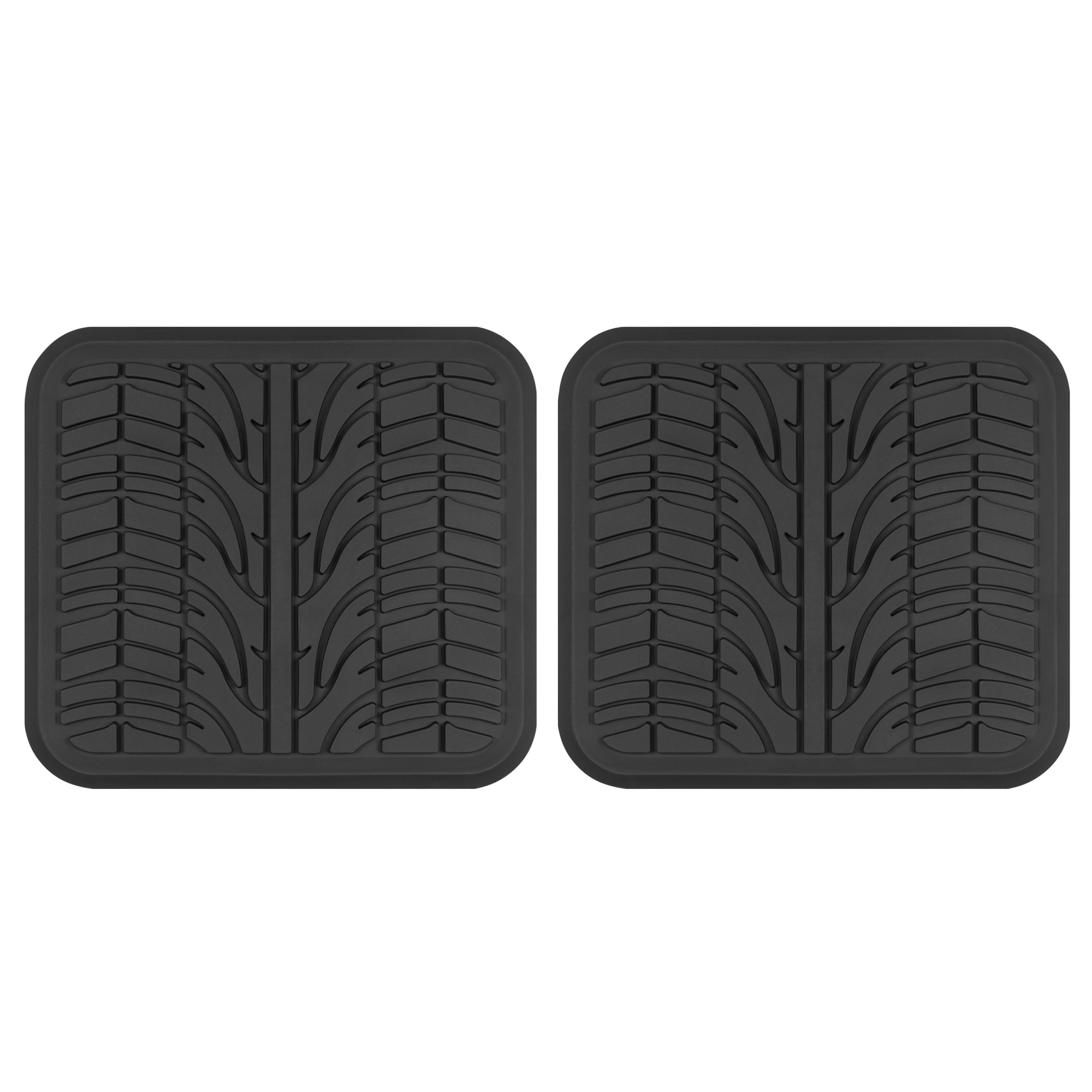 MotorTrend 2-Piece Grand Prix Tire Tread Rear Floor Mats - Heavy Duty, All Weather (15.25" x 14")