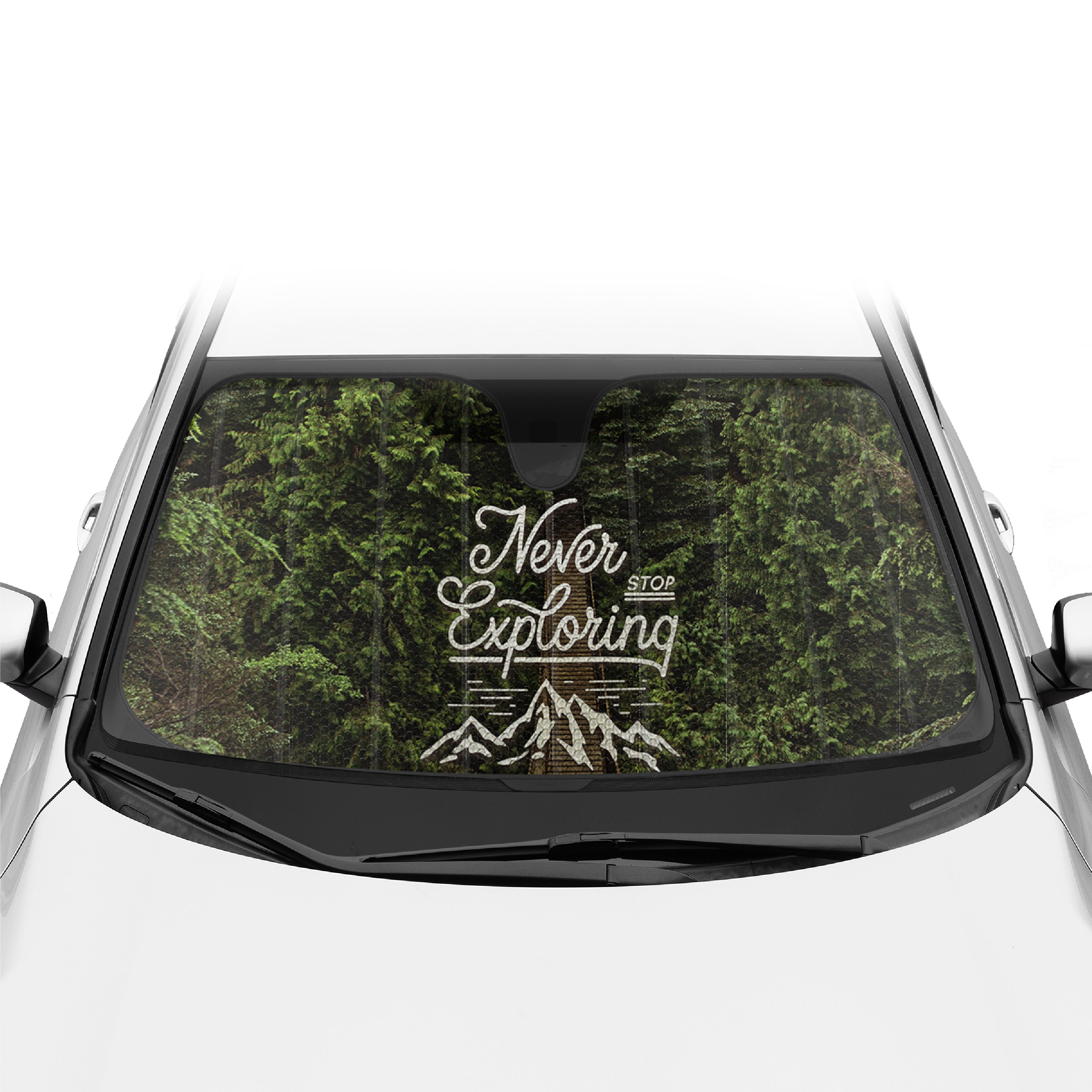 BDK Never Stop Exploring Front Windshield Sunshade (58" x 27")