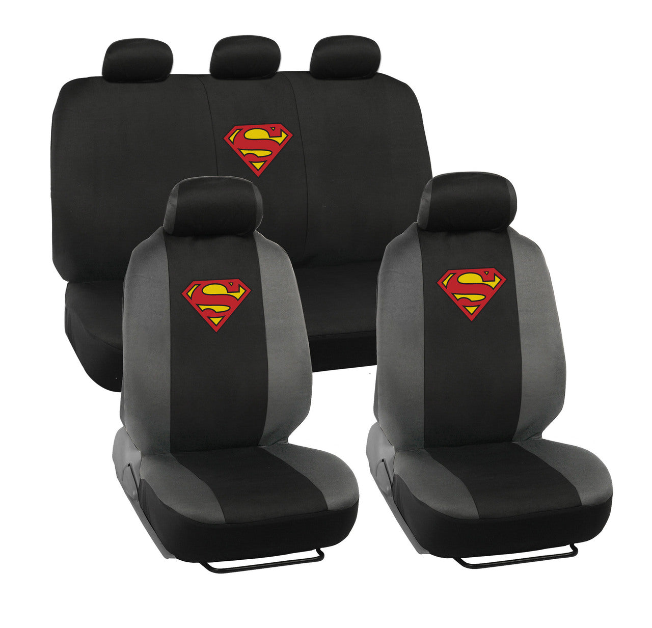 Warner Bros DC Comics 9-Piece Superman Logo PolyCloth Front Seat Covers and Rear Seat Covers