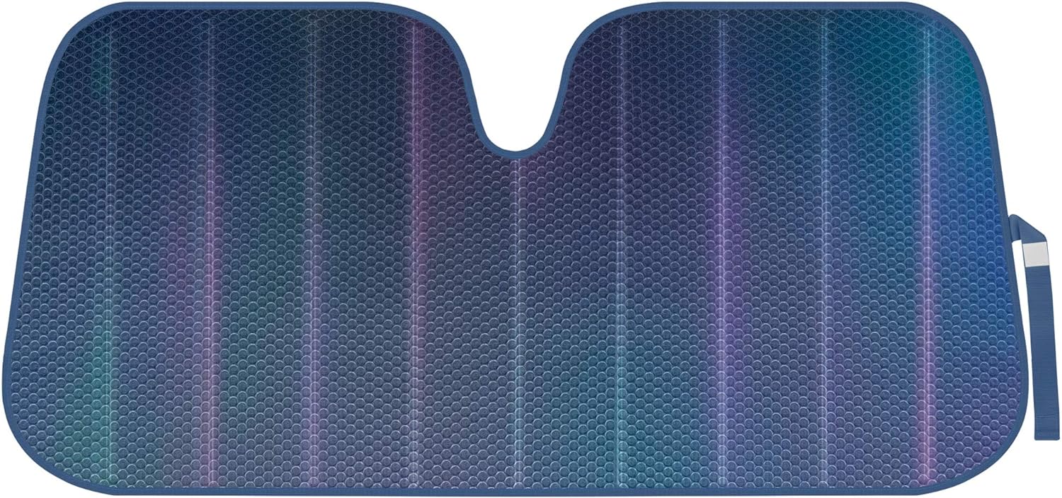 BDK Iridescent Mermaid, Hologram Foil, Chameleon Front Windshield Sun Shade, Double Bubble Accordion Folding Auto Sunshade for Car Truck SUV 58 x 27 Inch