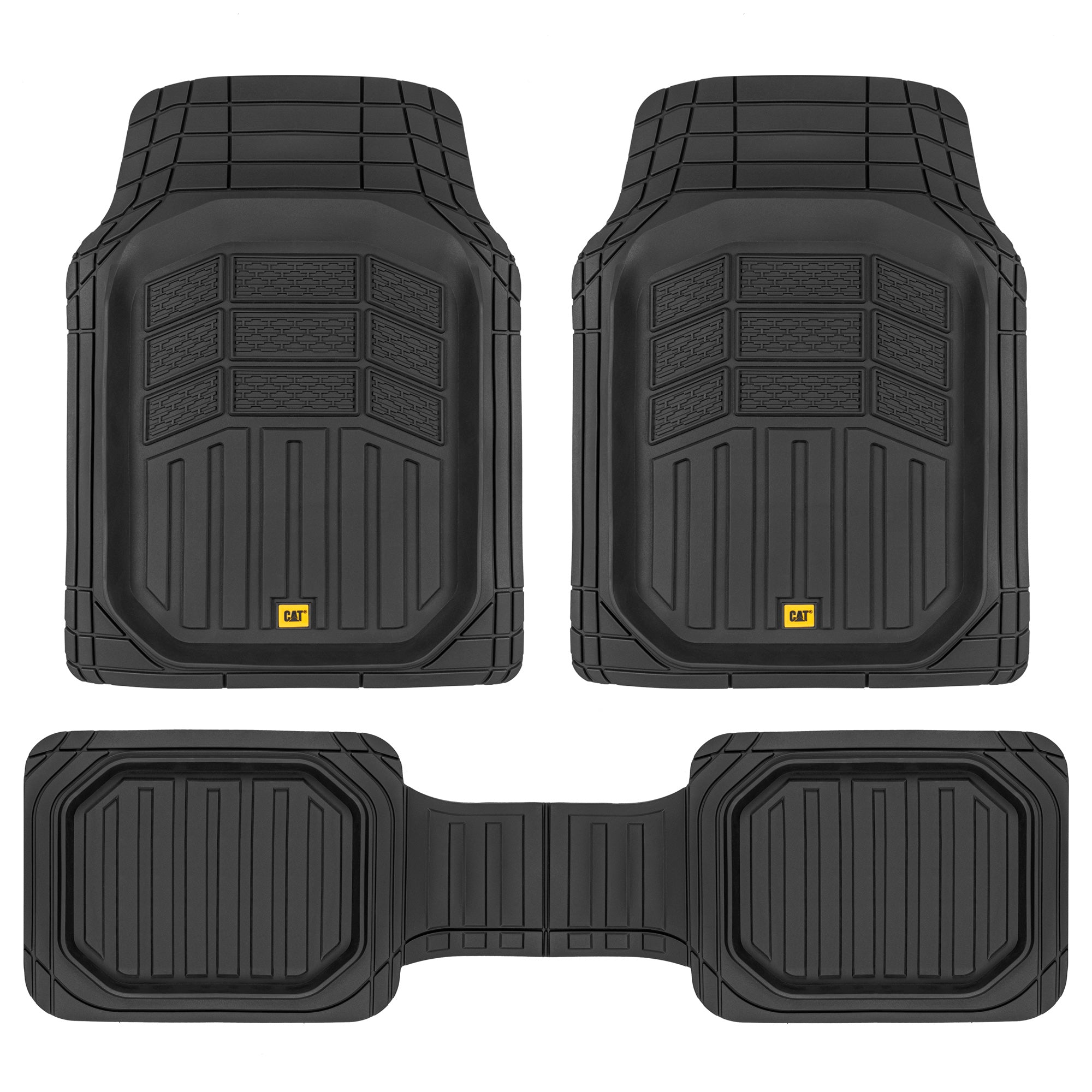 CAT 3-Piece Deep Dish Front Floor Mats and Rear Floor Mats - Heavy Duty, All Weather, Trim to Fit