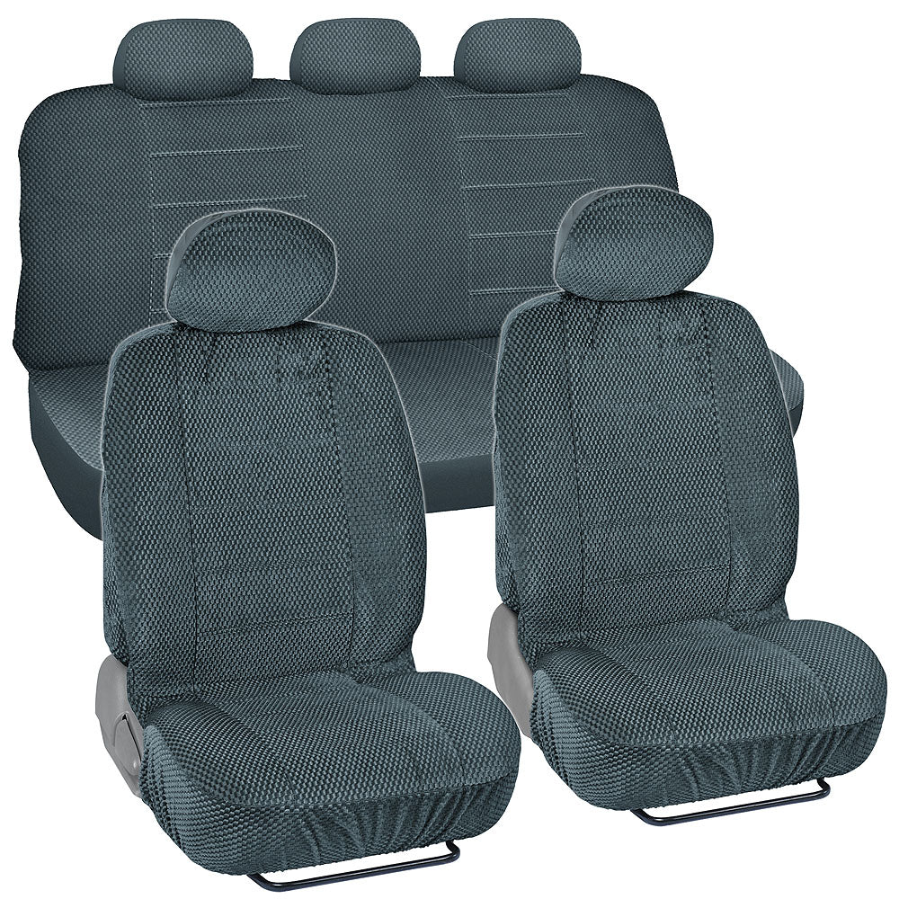 BDK CozySeats Fine Scottsdale Fabric Front Seat Covers and Rear Seat Covers - Black