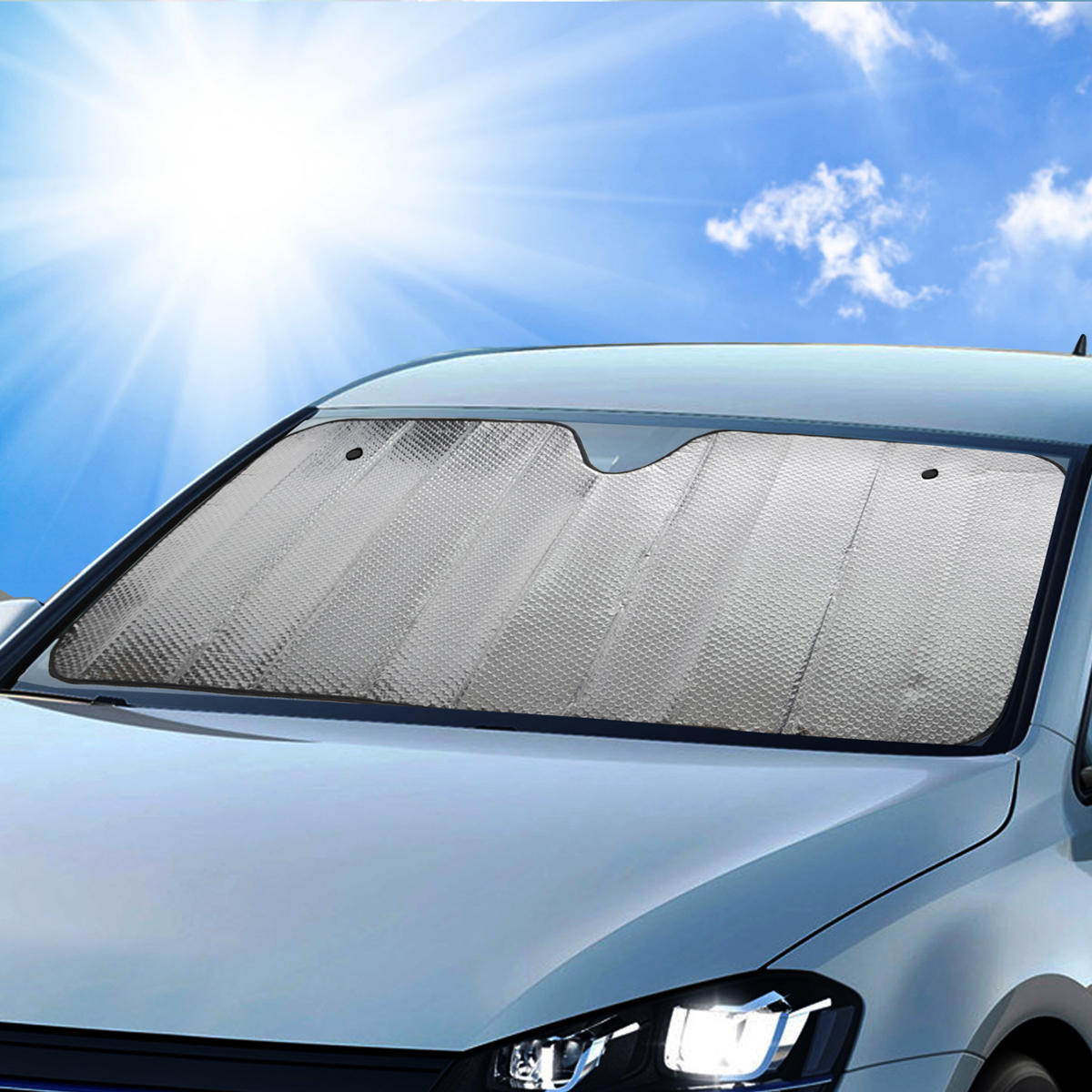 BDK Chrome Reflective Front Windshield Sunshade Standard (58" x 24")