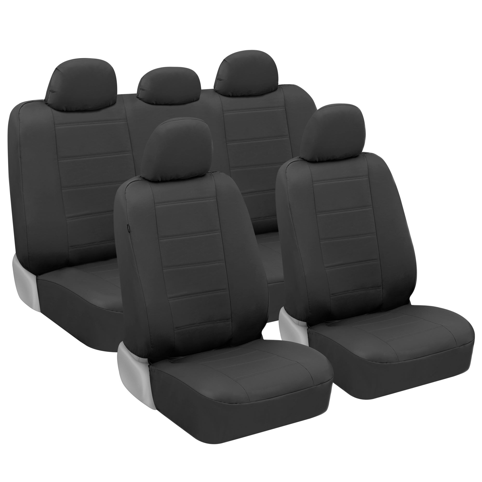 BDK 9-Piece Premium Faux Leather Front Seat Covers and Rear Seat Covers