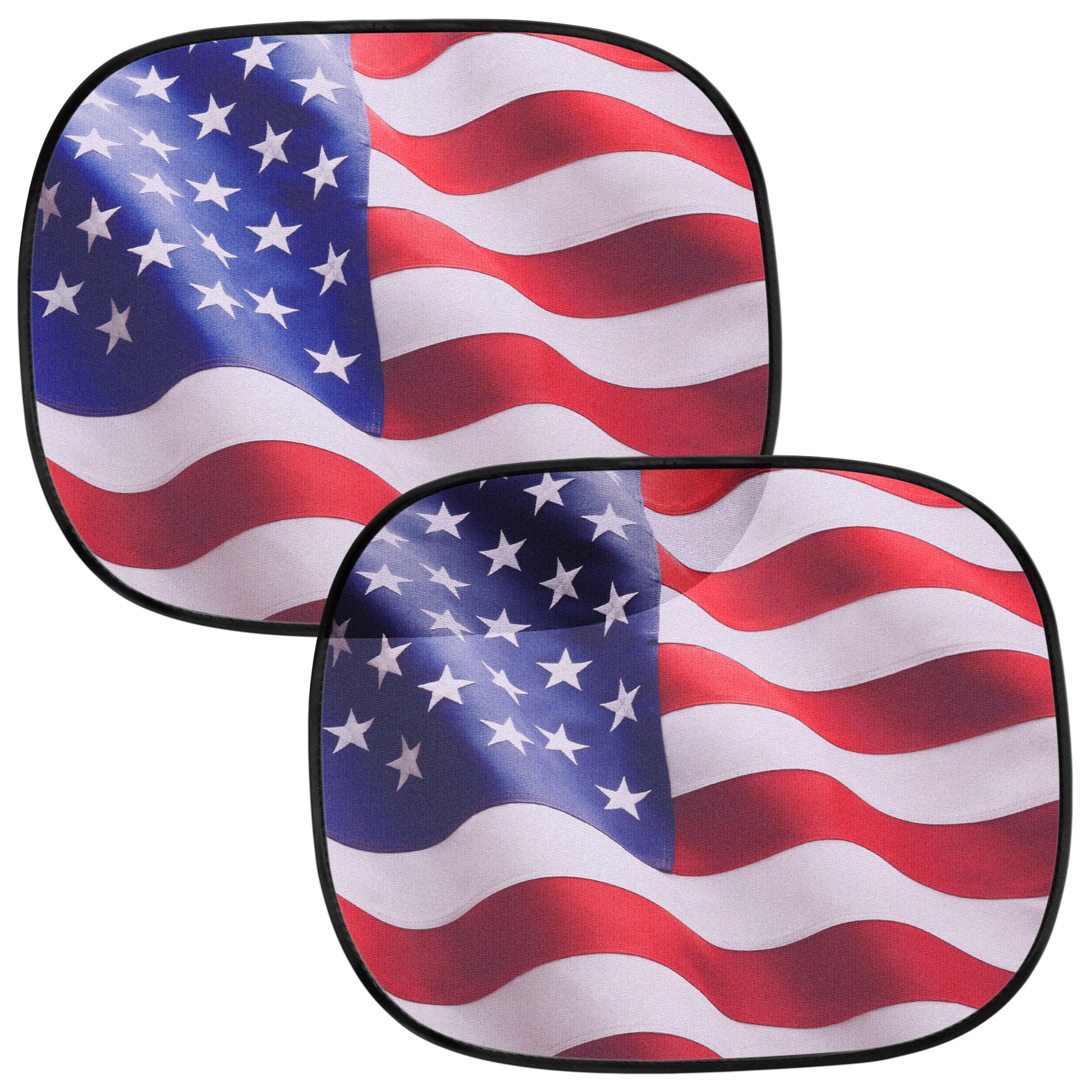 MotorTrend 2-Pack EasyCling American US Flag Window Sunshades (18" x 14")