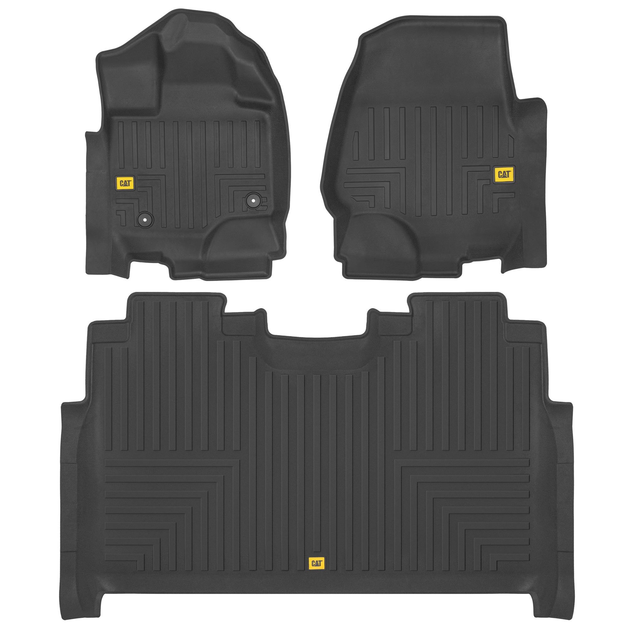 CAT 3-Piece Contour Custom Fit Front Floor Liners and Rear Trunk/Cargo Liner for Ford F-150 SuperCrew Cab (2015 - 2022)