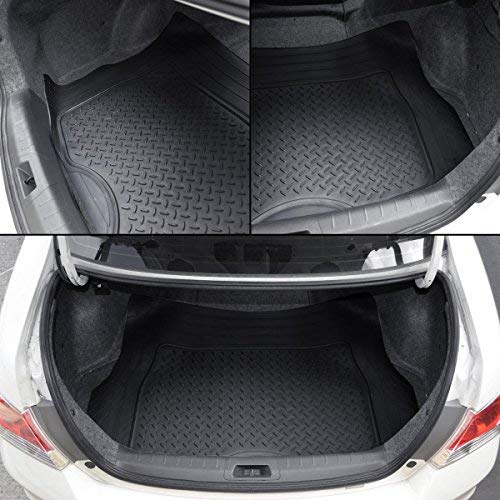 MotorTrend 4-Piece FlexTough Performance Deep Channel Front Floor Mats, Rear Floor Mat, and Trunk/Cargo Mat - Heavy Duty, All Weather, Trim to Fit - Black